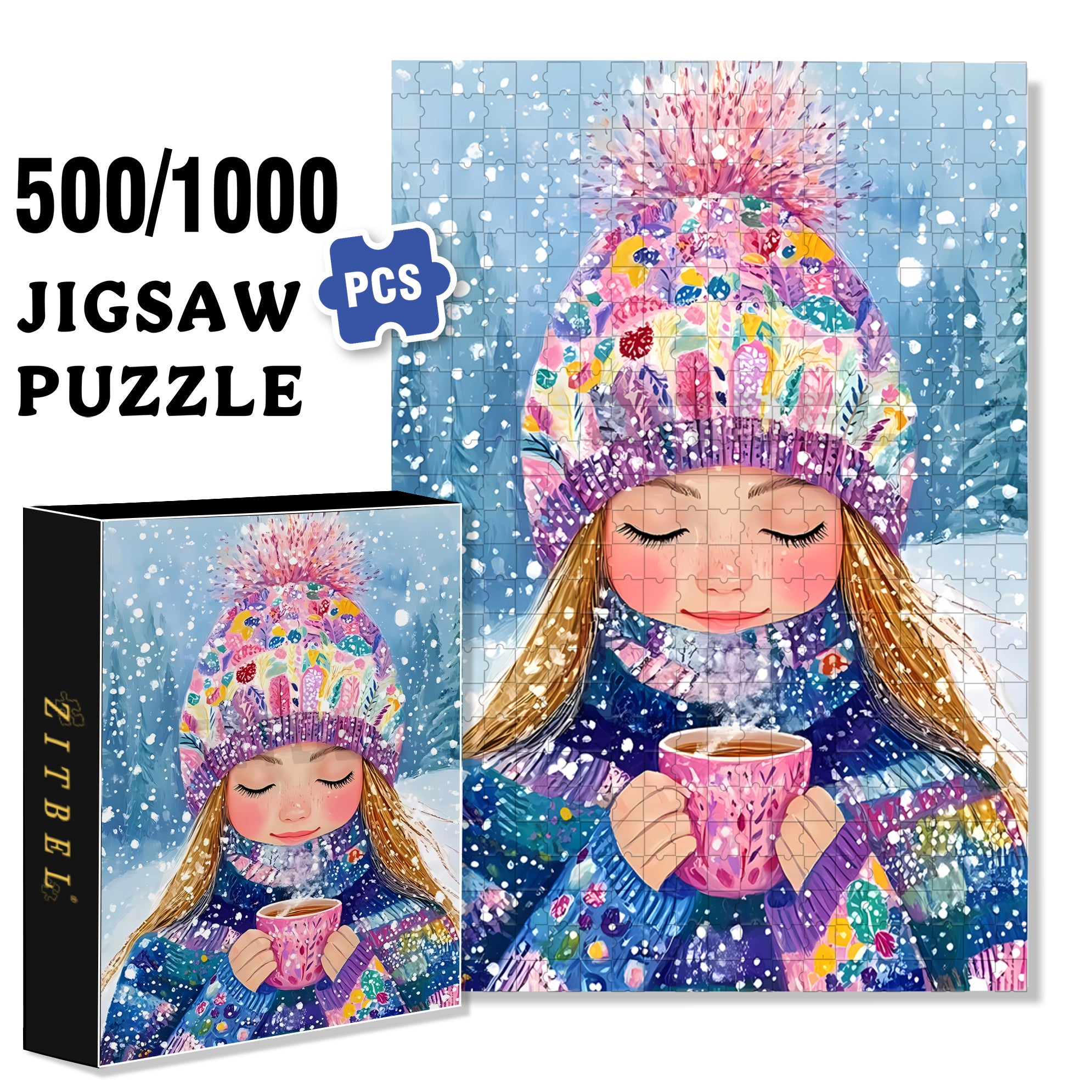Ella 500pcs/1000pcs Jigsaw Puzzle, Scratch-Resistant, Interactive Family Game & Brain-Boosting DIY Decor, Perfect for Halloween, Christmas & New Year Gifts, Family Puzzle Game