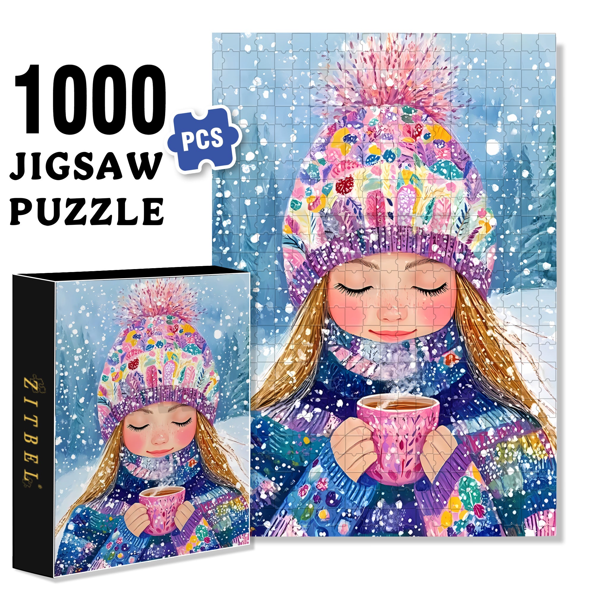 Ella 500pcs/1000pcs Jigsaw Puzzle, Scratch-Resistant, Interactive Family Game & Brain-Boosting DIY Decor, Perfect for Halloween, Christmas & New Year Gifts, Family Puzzle Game