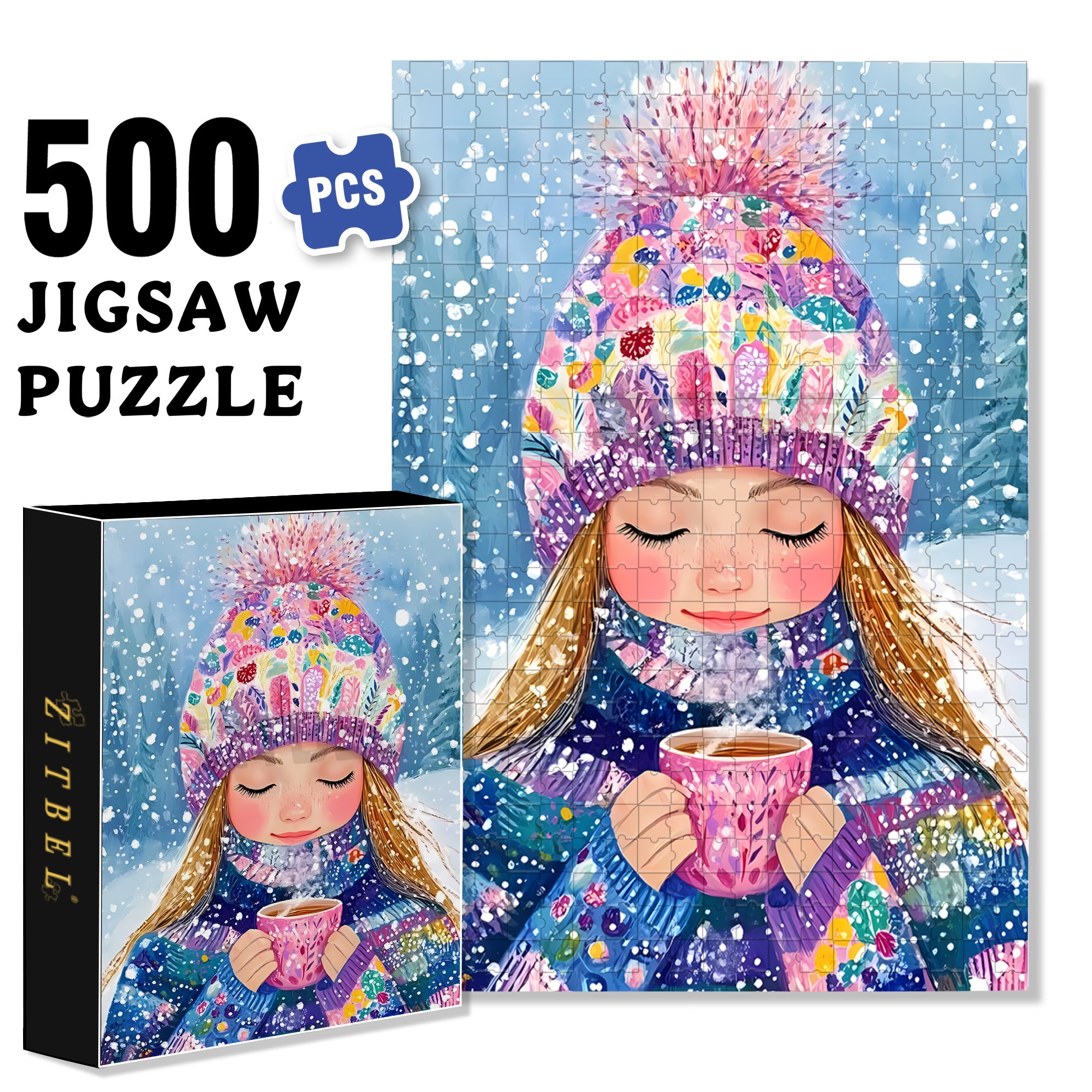 Ella 500pcs/1000pcs Jigsaw Puzzle, Scratch-Resistant, Interactive Family Game & Brain-Boosting DIY Decor, Perfect for Halloween, Christmas & New Year Gifts, Family Puzzle Game