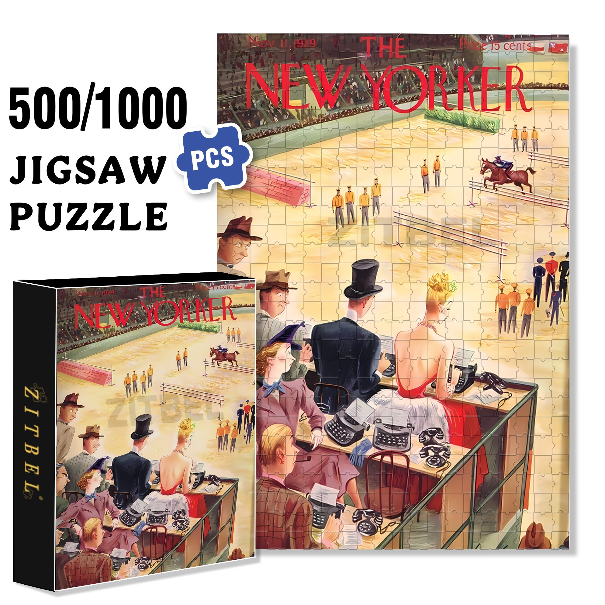 Equestrian Competitions 500pcs/1000pcs Jigsaw Puzzle, Scratch-Resistant, Interactive Family Game & Brain-Boosting DIY Decor, Perfect for Halloween, Christmas & New Year Gifts, Family Puzzle Game