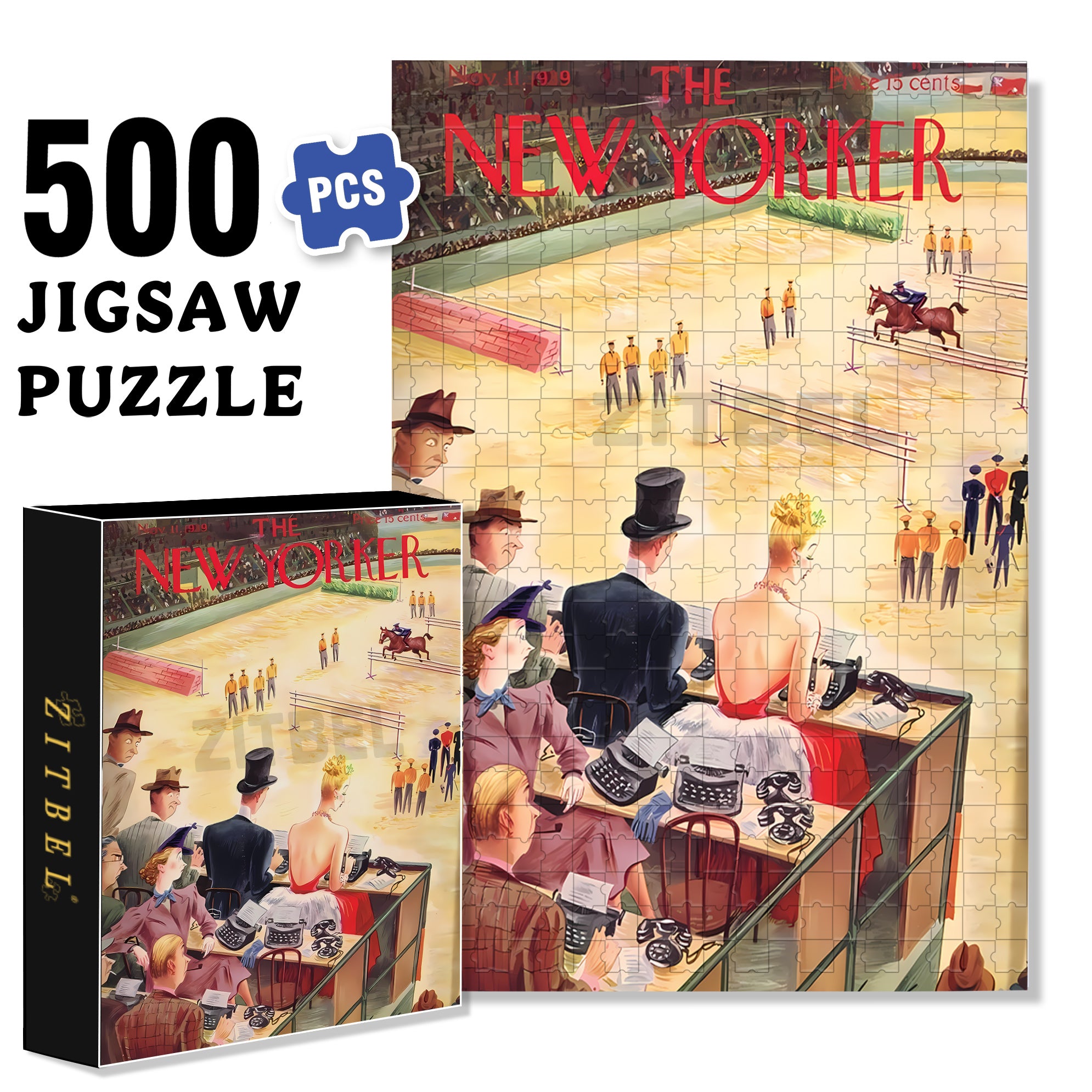 Equestrian Competitions 500pcs/1000pcs Jigsaw Puzzle, Scratch-Resistant, Interactive Family Game & Brain-Boosting DIY Decor, Perfect for Halloween, Christmas & New Year Gifts, Family Puzzle Game