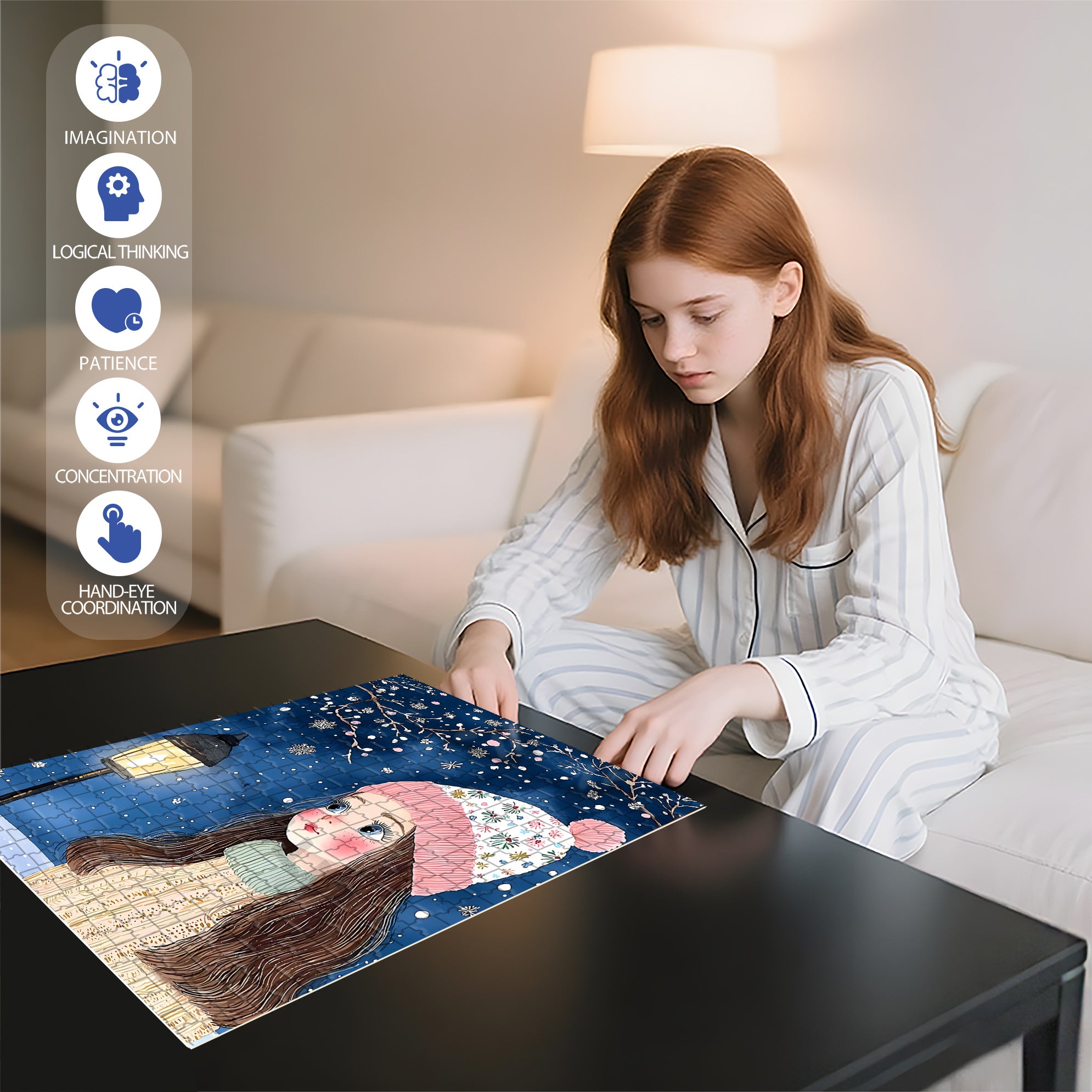 Gina 500pcs/1000pcs Jigsaw Puzzle, Scratch-Resistant, Interactive Family Game & Brain-Boosting DIY Decor, Perfect for Halloween, Christmas & New Year Gifts, Family Puzzle Game