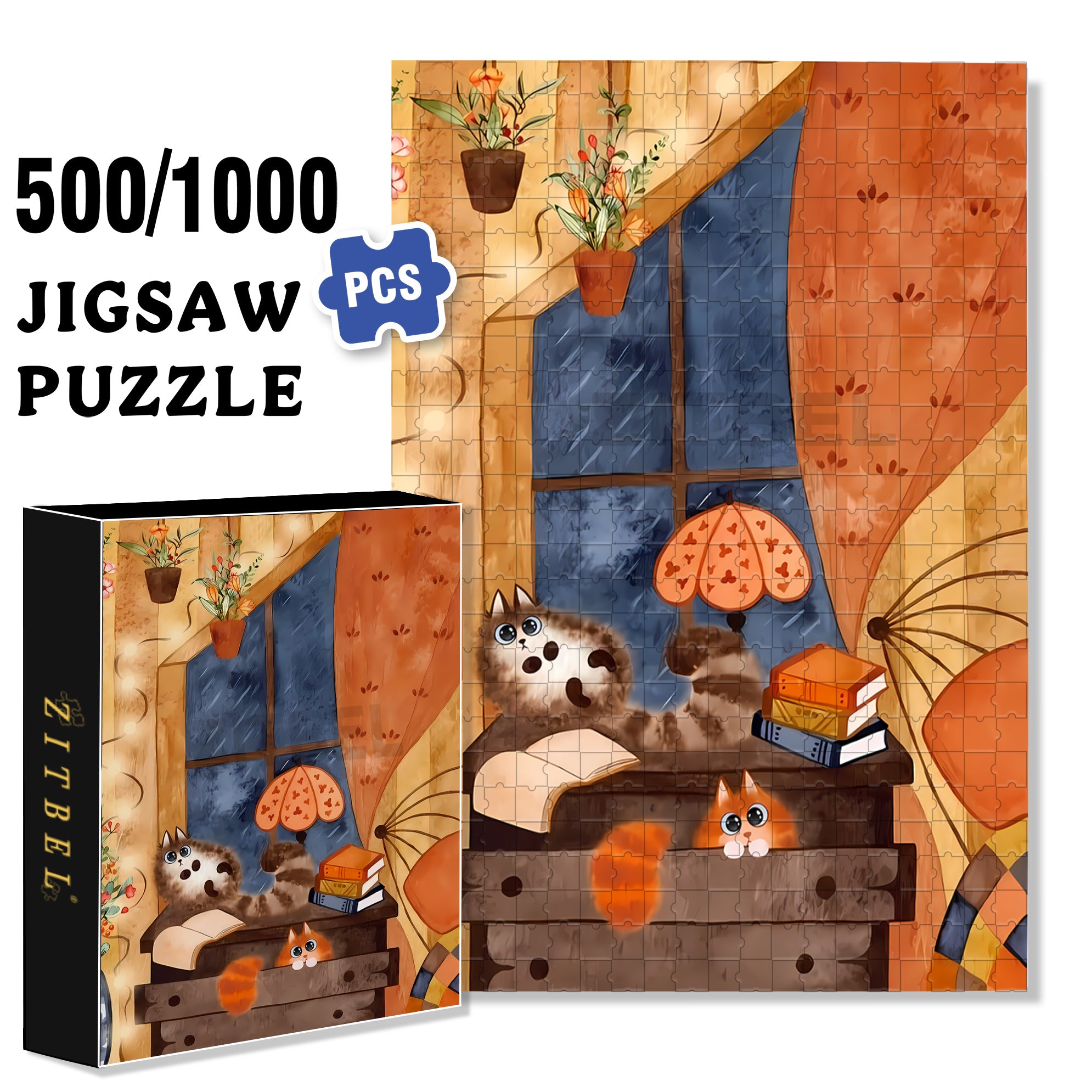 Innocent Eyes 500pcs/1000pcs Jigsaw Puzzle, Scratch-Resistant, Interactive Family Game & Brain-Boosting DIY Decor, Perfect for Halloween, Christmas & New Year Gifts, Family Puzzle Game