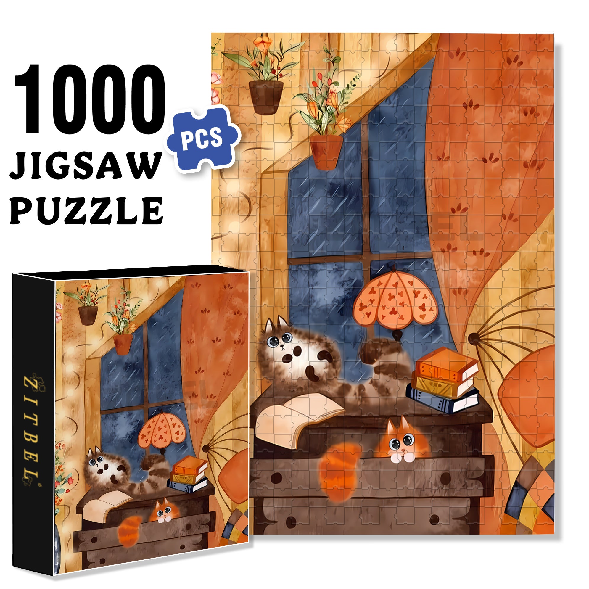 Innocent Eyes 500pcs/1000pcs Jigsaw Puzzle, Scratch-Resistant, Interactive Family Game & Brain-Boosting DIY Decor, Perfect for Halloween, Christmas & New Year Gifts, Family Puzzle Game