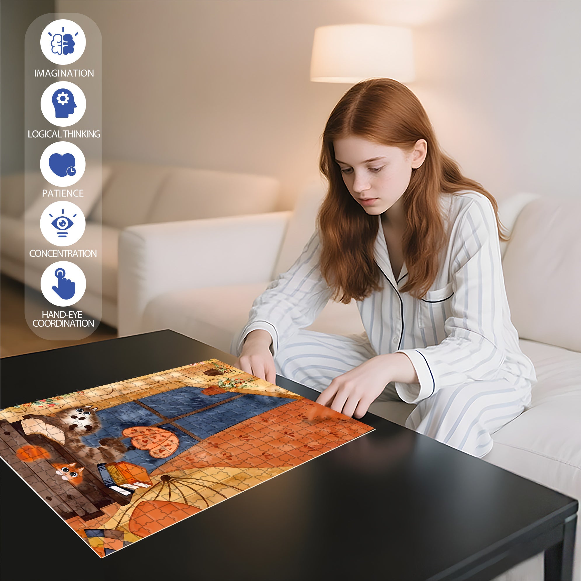 Innocent Eyes 500pcs/1000pcs Jigsaw Puzzle, Scratch-Resistant, Interactive Family Game & Brain-Boosting DIY Decor, Perfect for Halloween, Christmas & New Year Gifts, Family Puzzle Game