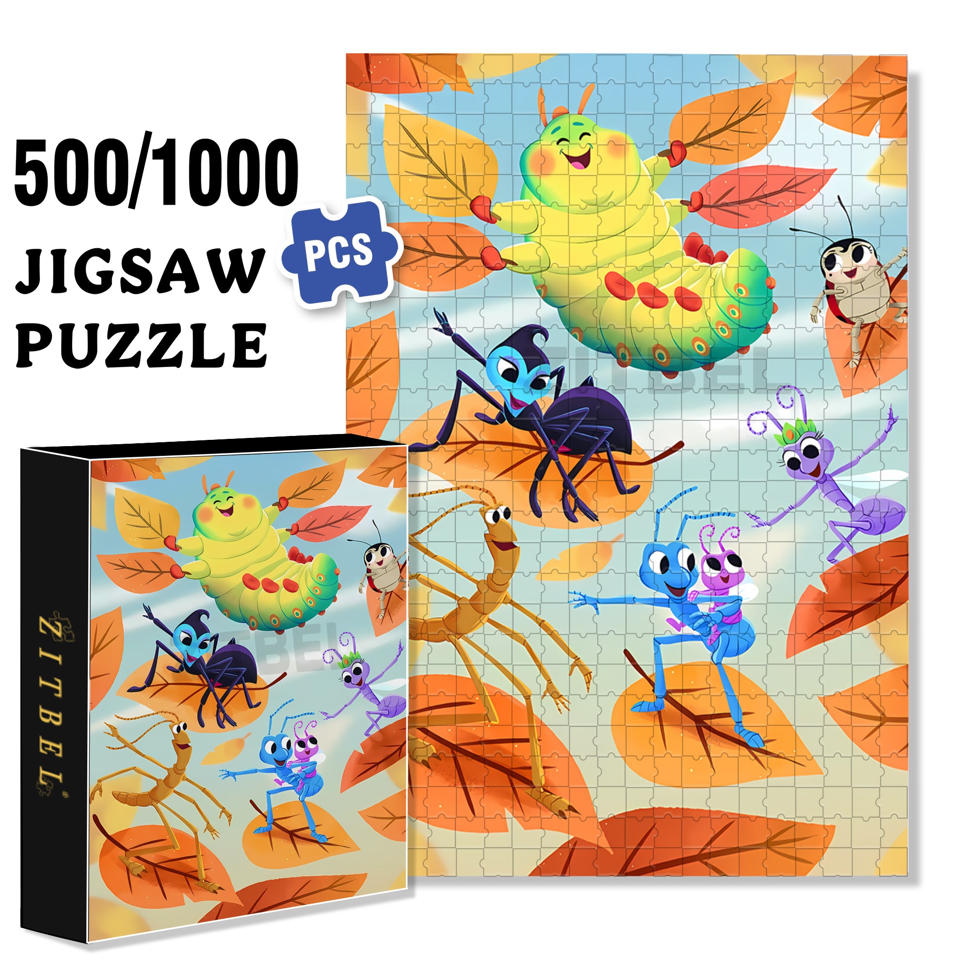 Insect Adventure 500pcs/1000pcs Jigsaw Puzzle, Scratch-Resistant, Interactive Family Game & Brain-Boosting DIY Decor, Perfect for Halloween, Christmas & New Year Gifts, Family Puzzle Game