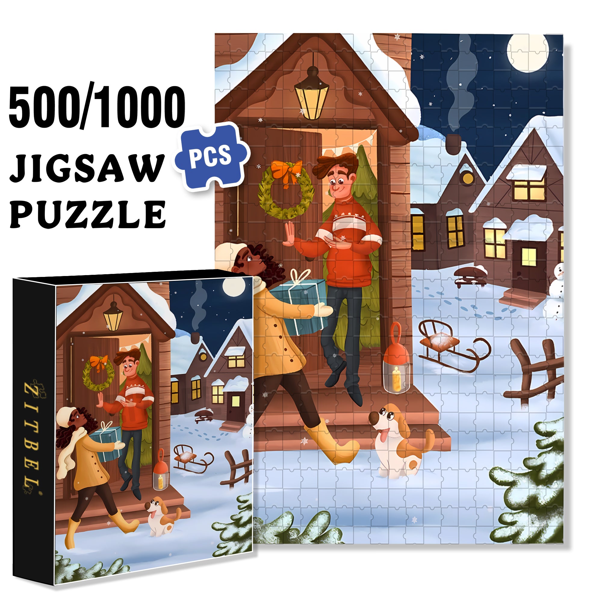 Just For U 500pcs/1000pcs Jigsaw Puzzle, Scratch-Resistant, Interactive Family Game & Brain-Boosting DIY Decor, Perfect for Halloween, Christmas & New Year Gifts, Family Puzzle Game