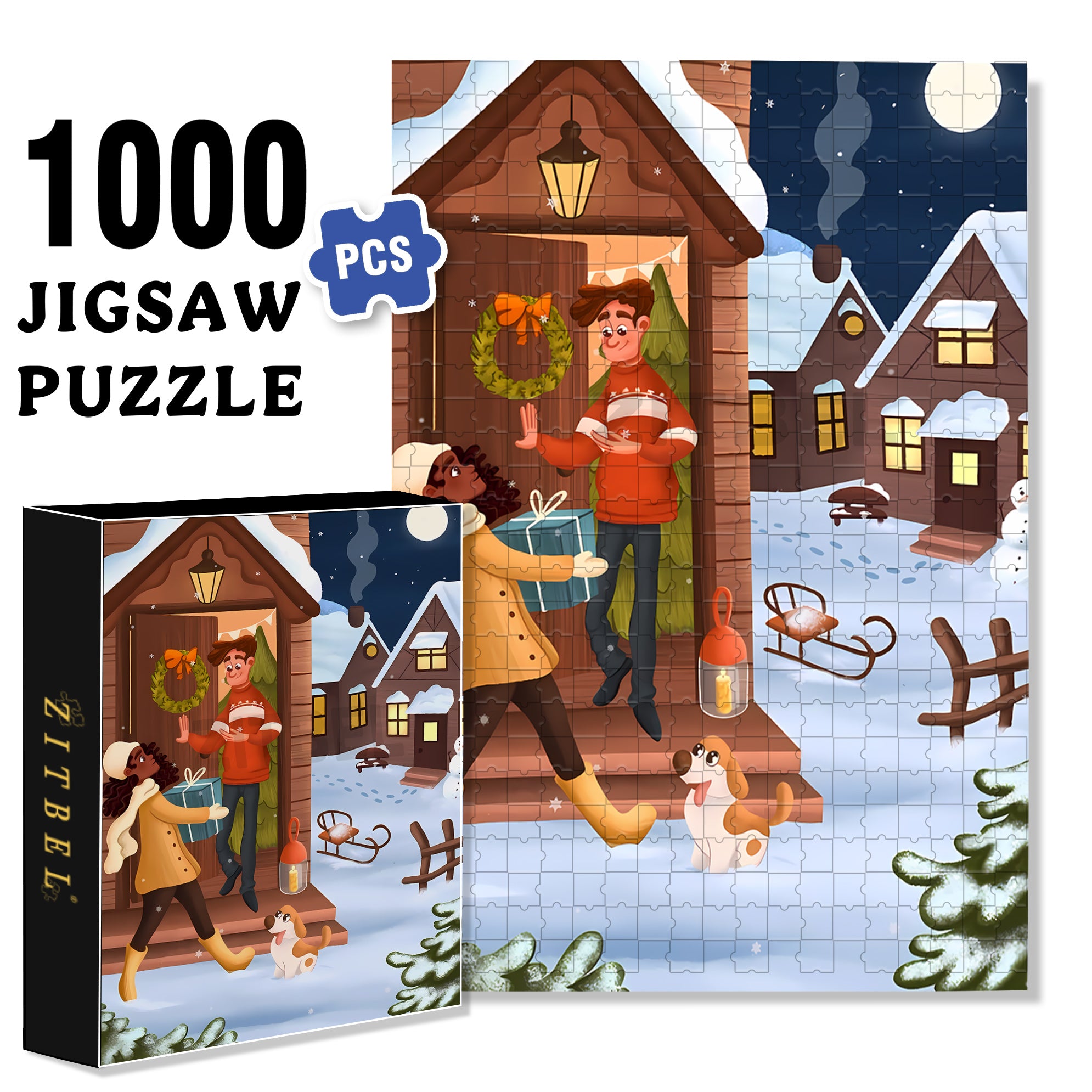 Just For U 500pcs/1000pcs Jigsaw Puzzle, Scratch-Resistant, Interactive Family Game & Brain-Boosting DIY Decor, Perfect for Halloween, Christmas & New Year Gifts, Family Puzzle Game