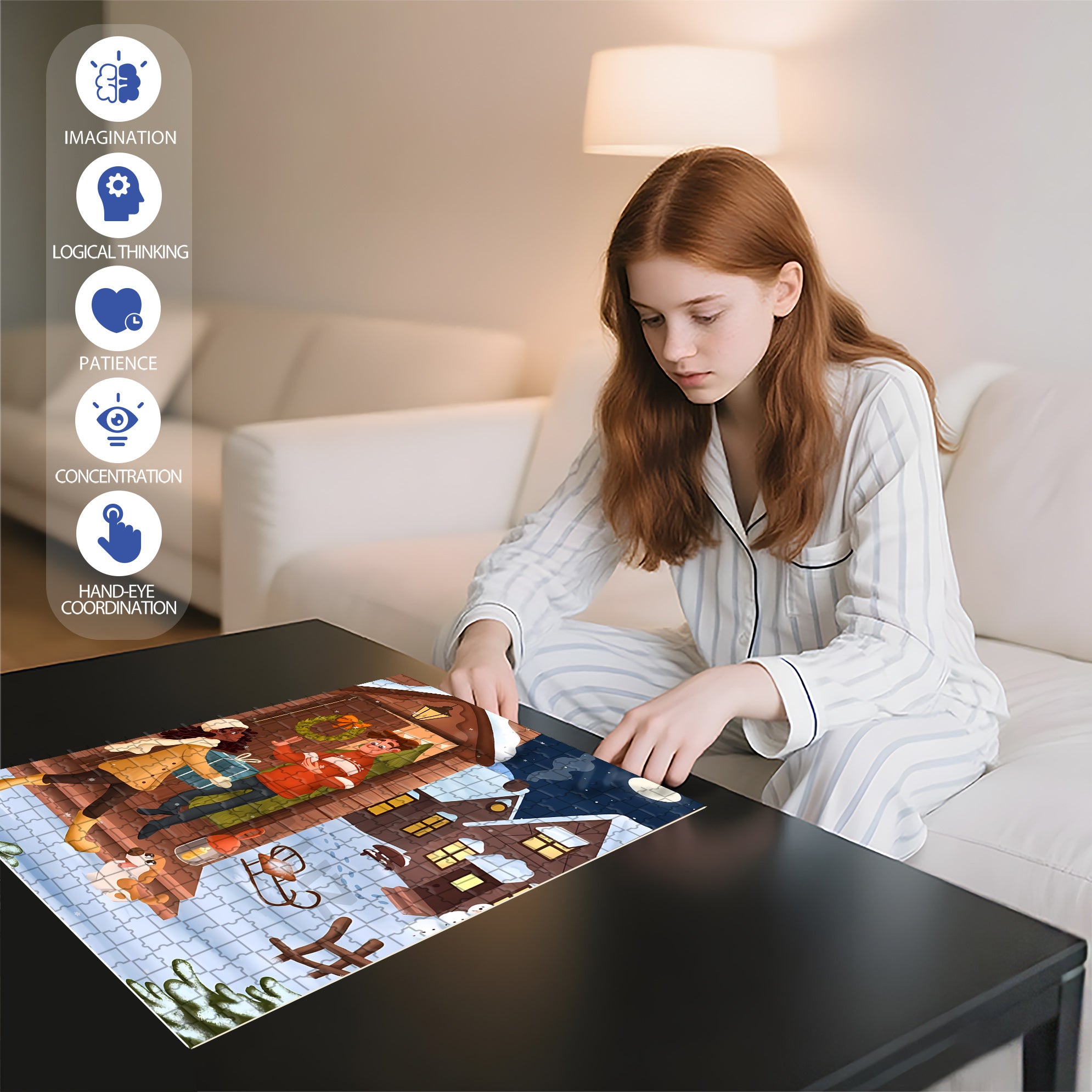 Just For U 500pcs/1000pcs Jigsaw Puzzle, Scratch-Resistant, Interactive Family Game & Brain-Boosting DIY Decor, Perfect for Halloween, Christmas & New Year Gifts, Family Puzzle Game