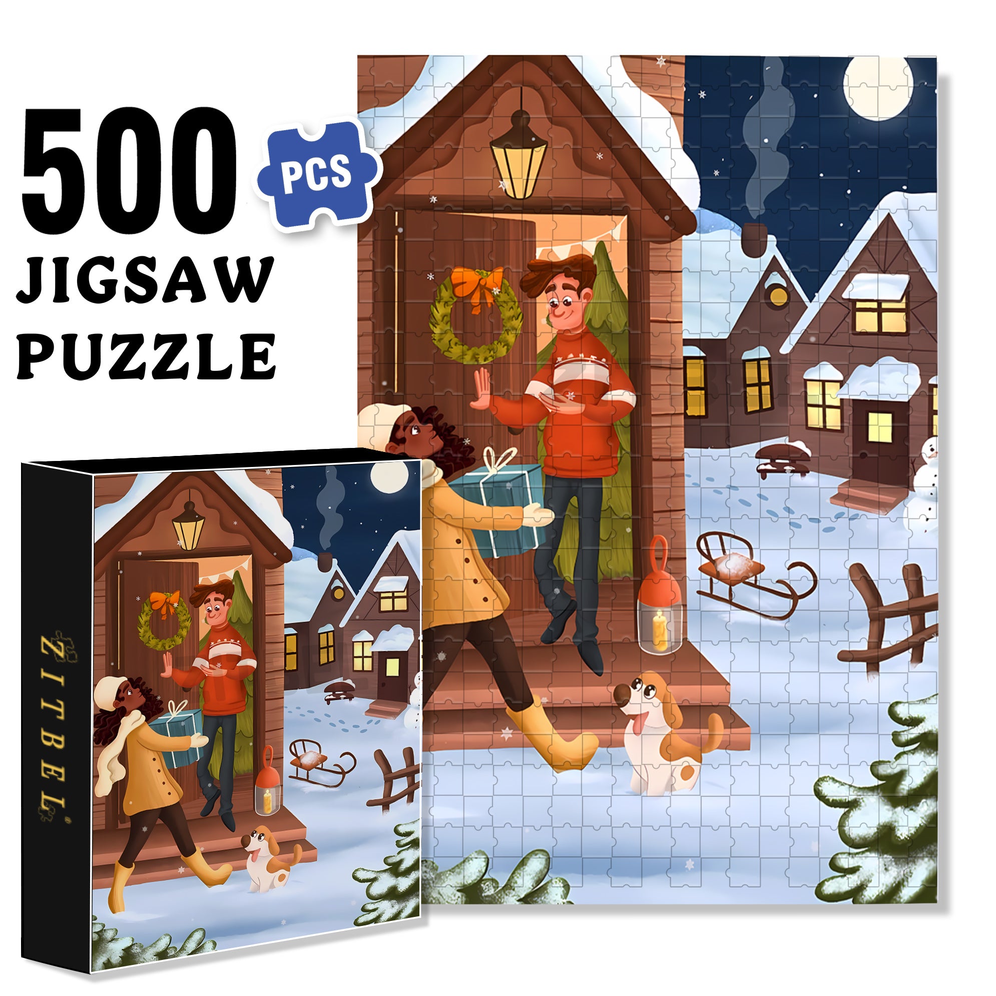 Just For U 500pcs/1000pcs Jigsaw Puzzle, Scratch-Resistant, Interactive Family Game & Brain-Boosting DIY Decor, Perfect for Halloween, Christmas & New Year Gifts, Family Puzzle Game