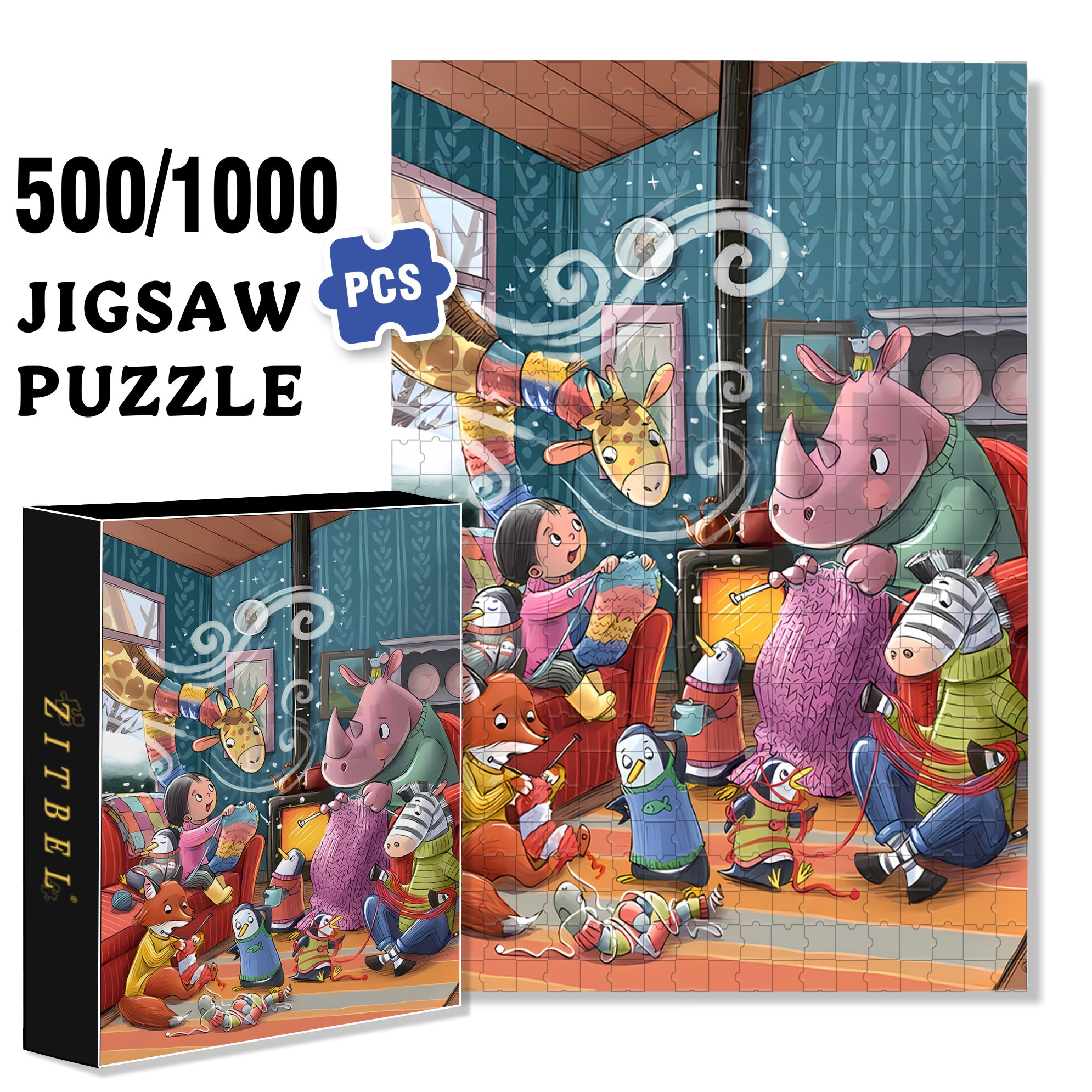 Let's Crochet Together 500pcs/1000pcs Jigsaw Puzzle, Scratch-Resistant, Interactive Family Game & Brain-Boosting DIY Decor, Perfect for Halloween, Christmas & New Year Gifts, Family Puzzle Game
