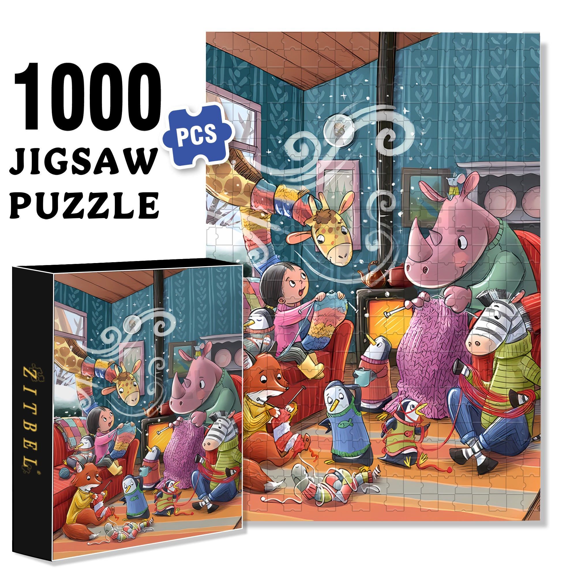 Let's Crochet Together 500pcs/1000pcs Jigsaw Puzzle, Scratch-Resistant, Interactive Family Game & Brain-Boosting DIY Decor, Perfect for Halloween, Christmas & New Year Gifts, Family Puzzle Game