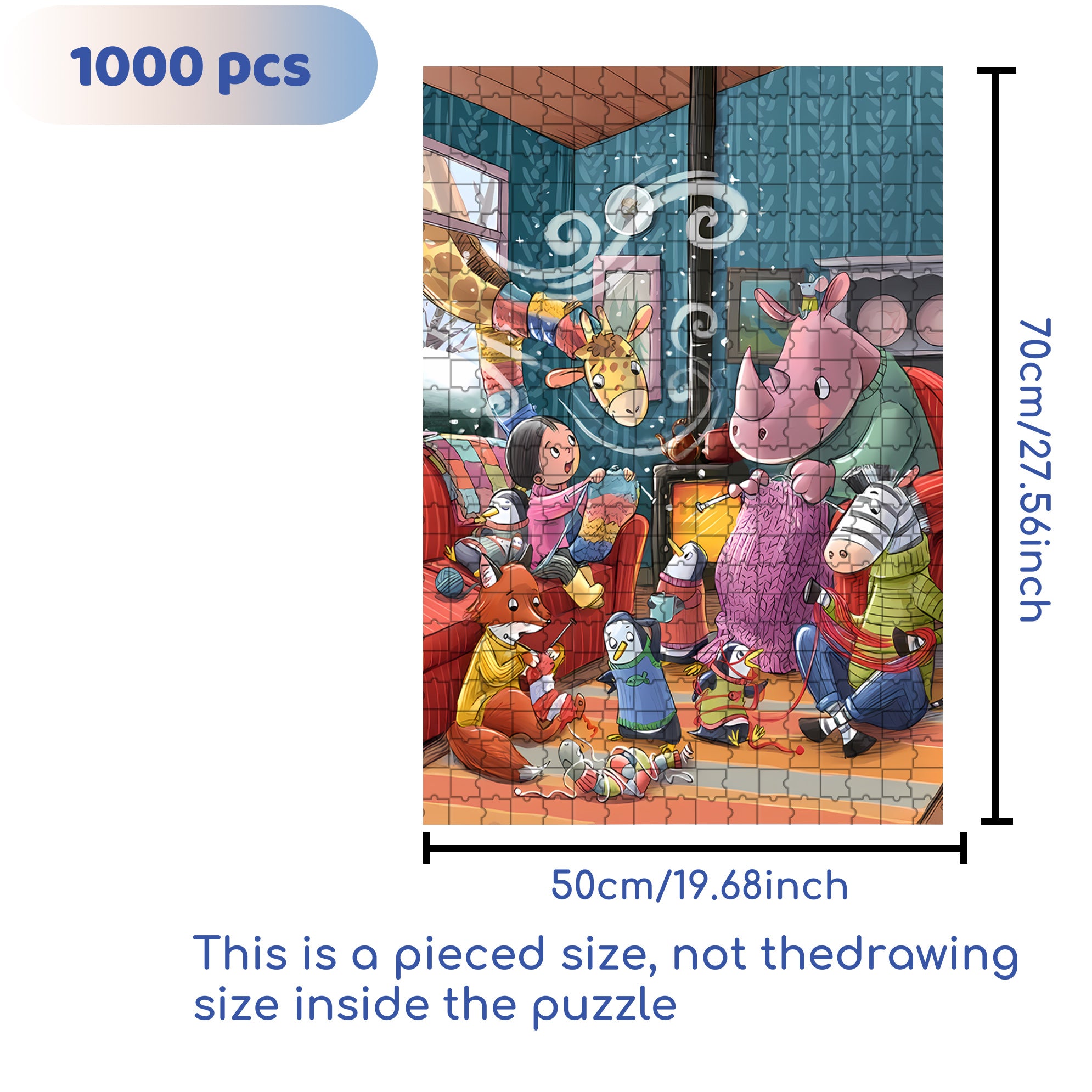 Let's Crochet Together 500pcs/1000pcs Jigsaw Puzzle, Scratch-Resistant, Interactive Family Game & Brain-Boosting DIY Decor, Perfect for Halloween, Christmas & New Year Gifts, Family Puzzle Game