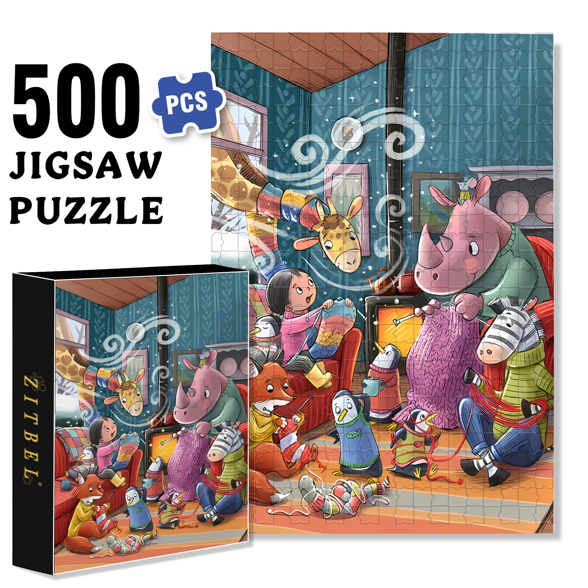 Let's Crochet Together 500pcs/1000pcs Jigsaw Puzzle, Scratch-Resistant, Interactive Family Game & Brain-Boosting DIY Decor, Perfect for Halloween, Christmas & New Year Gifts, Family Puzzle Game