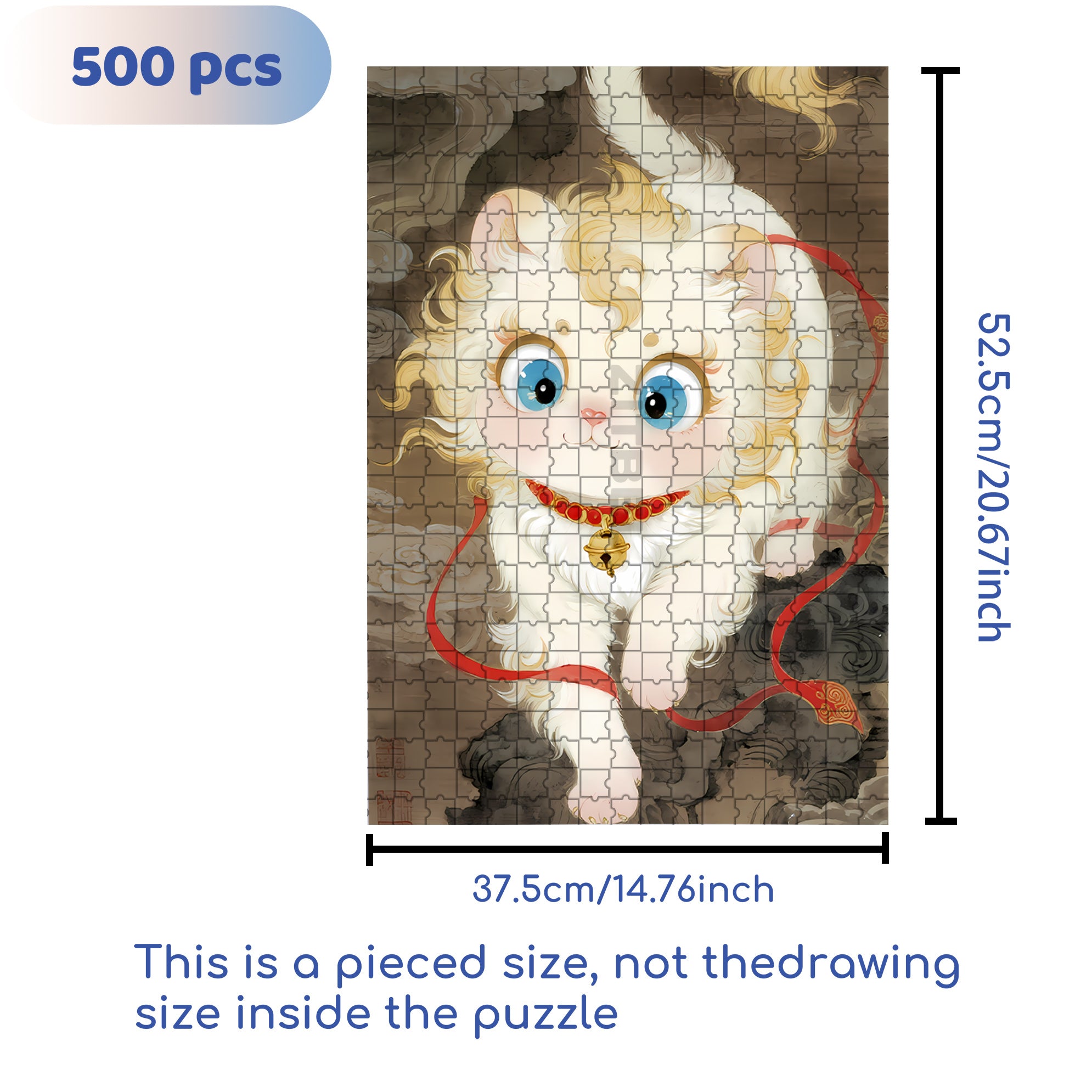 Lucky Cat 500pcs/1000pcs Jigsaw Puzzle, Scratch-Resistant, Interactive Family Game & Brain-Boosting DIY Decor, Perfect for Halloween, Christmas & New Year Gifts, Family Puzzle Game
