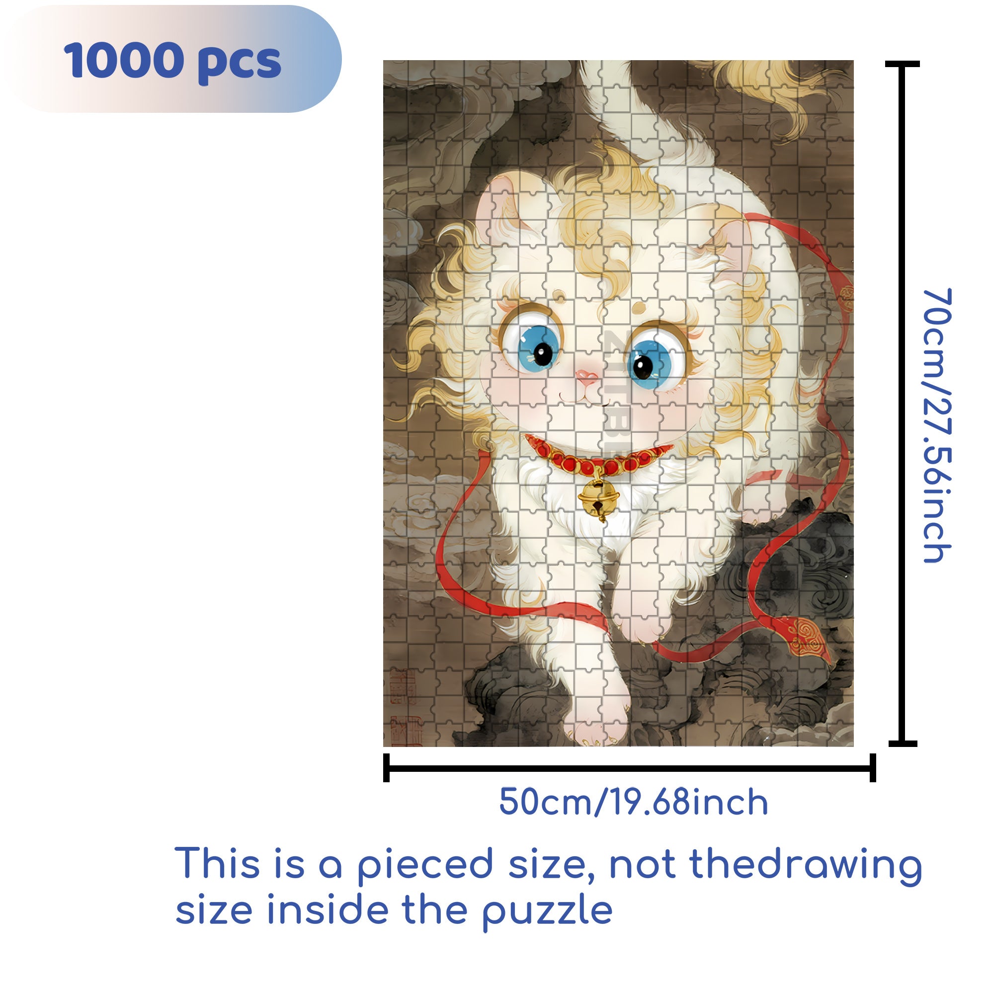 Lucky Cat 500pcs/1000pcs Jigsaw Puzzle, Scratch-Resistant, Interactive Family Game & Brain-Boosting DIY Decor, Perfect for Halloween, Christmas & New Year Gifts, Family Puzzle Game