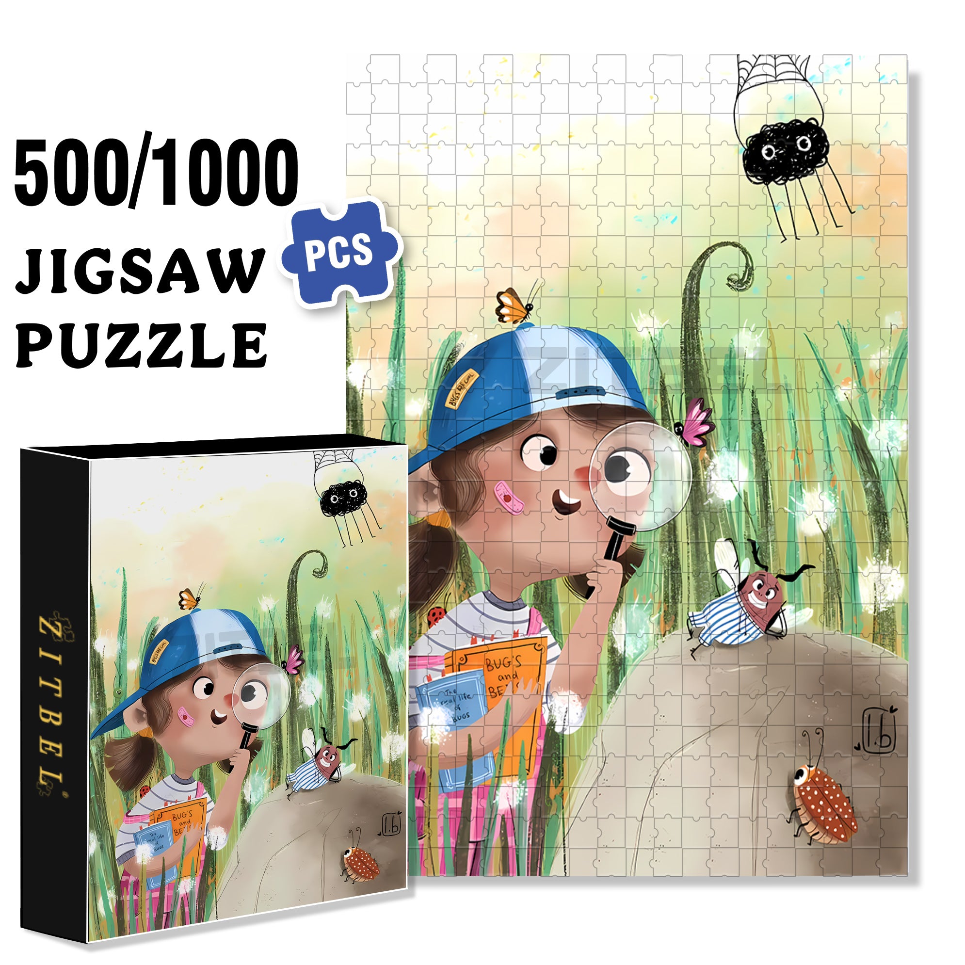 Magnifier 500pcs/1000pcs Jigsaw Puzzle, Scratch-Resistant, Interactive Family Game & Brain-Boosting DIY Decor, Perfect for Halloween, Christmas & New Year Gifts, Family Puzzle Game