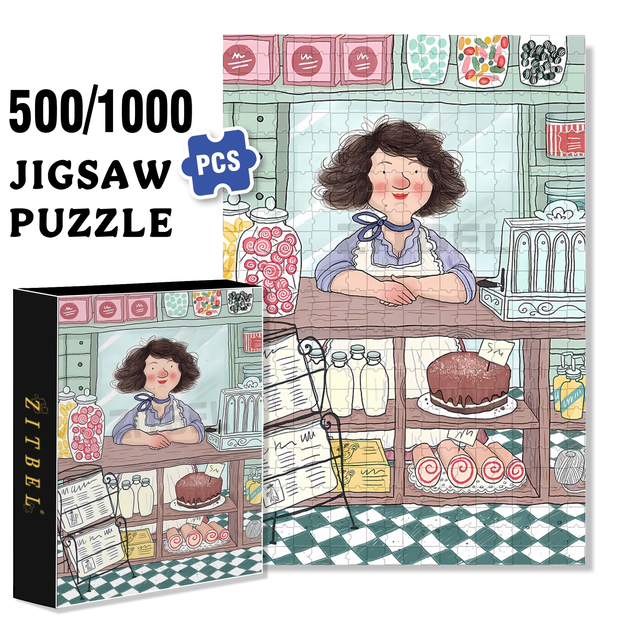 Peggie's Shop 500pcs/1000pcs Jigsaw Puzzle, Scratch-Resistant, Interactive Family Game & Brain-Boosting DIY Decor, Perfect for Halloween, Christmas & New Year Gifts, Family Puzzle Game