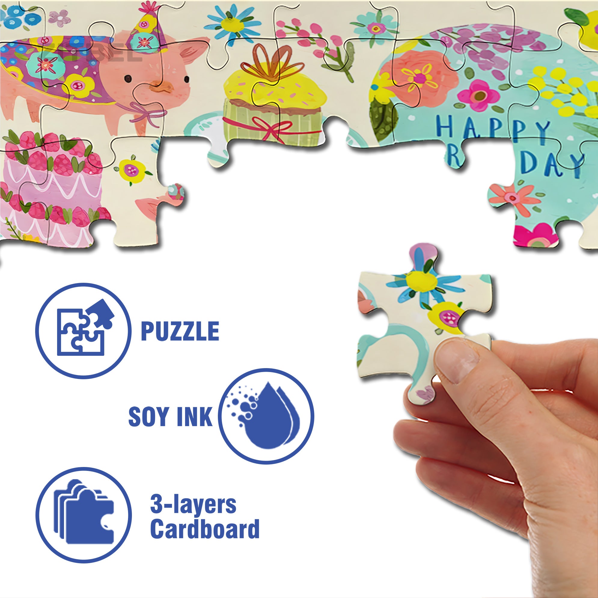 Pig's Birthday Party 500pcs/1000pcs Jigsaw Puzzle, Scratch-Resistant, Interactive Family Game & Brain-Boosting DIY Decor, Perfect for Halloween, Christmas & New Year Gifts, Family Puzzle Game