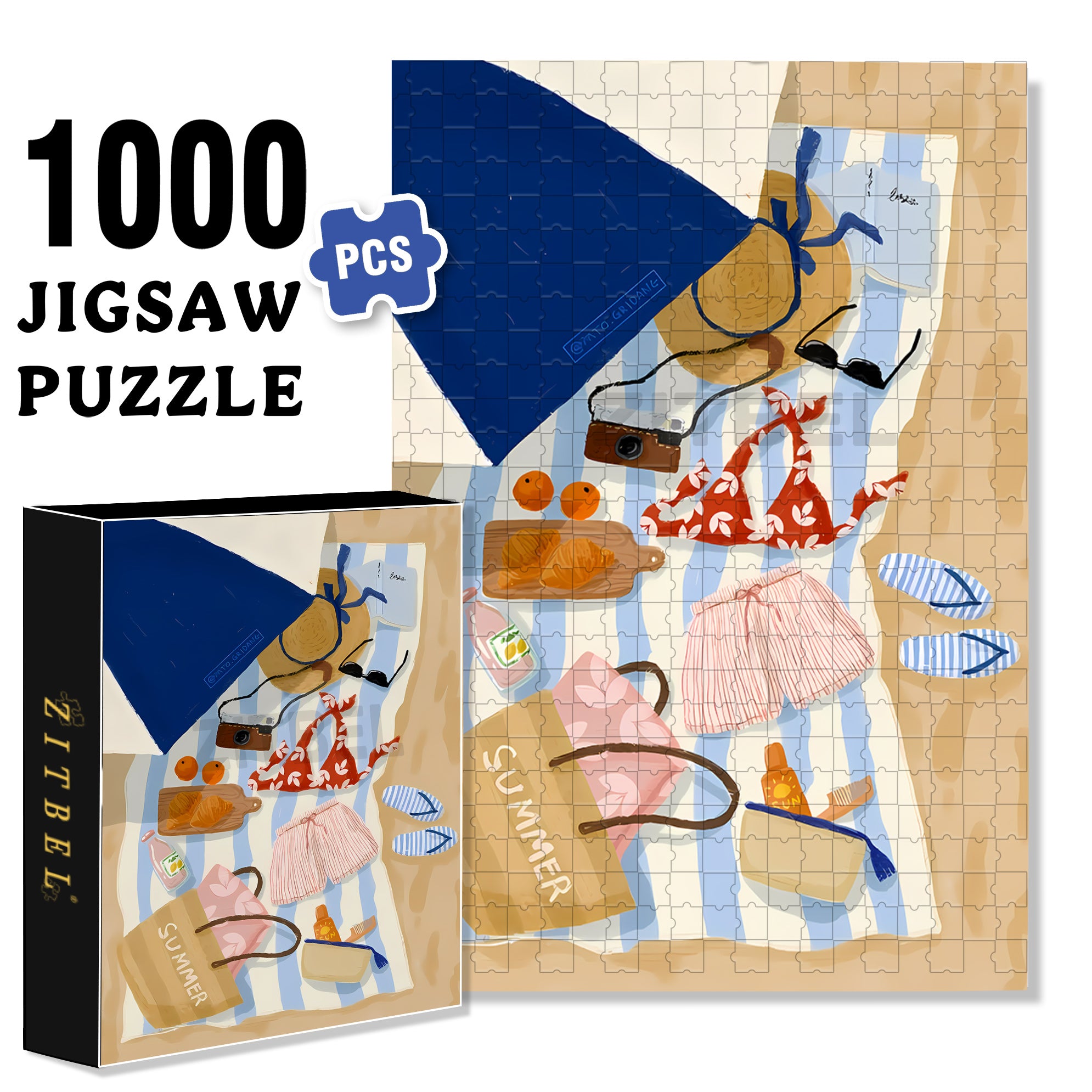 Red Bikini 500pcs/1000pcs Jigsaw Puzzle, Scratch-Resistant, Interactive Family Game & Brain-Boosting DIY Decor, Perfect for Halloween, Christmas & New Year Gifts, Family Puzzle Game