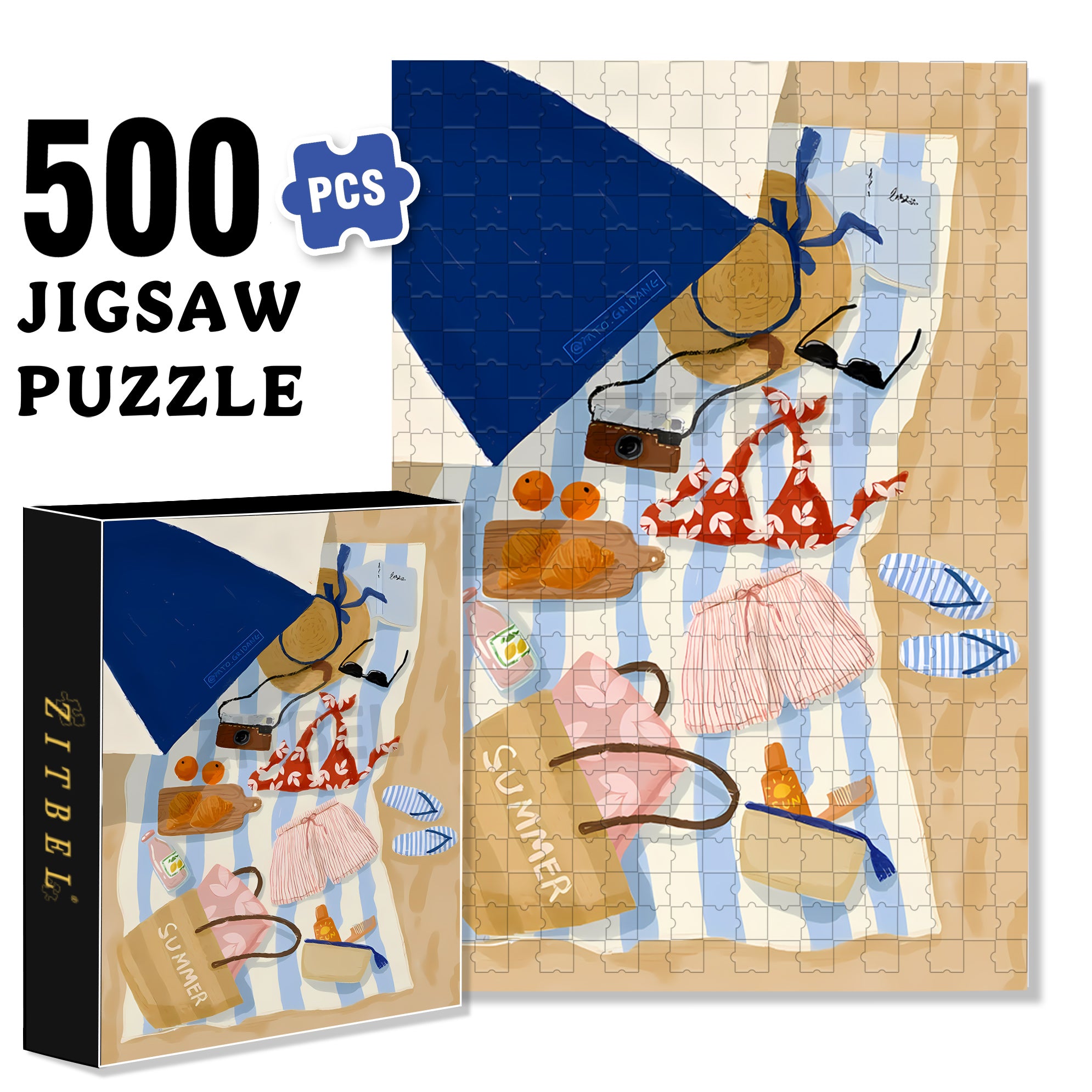 Red Bikini 500pcs/1000pcs Jigsaw Puzzle, Scratch-Resistant, Interactive Family Game & Brain-Boosting DIY Decor, Perfect for Halloween, Christmas & New Year Gifts, Family Puzzle Game