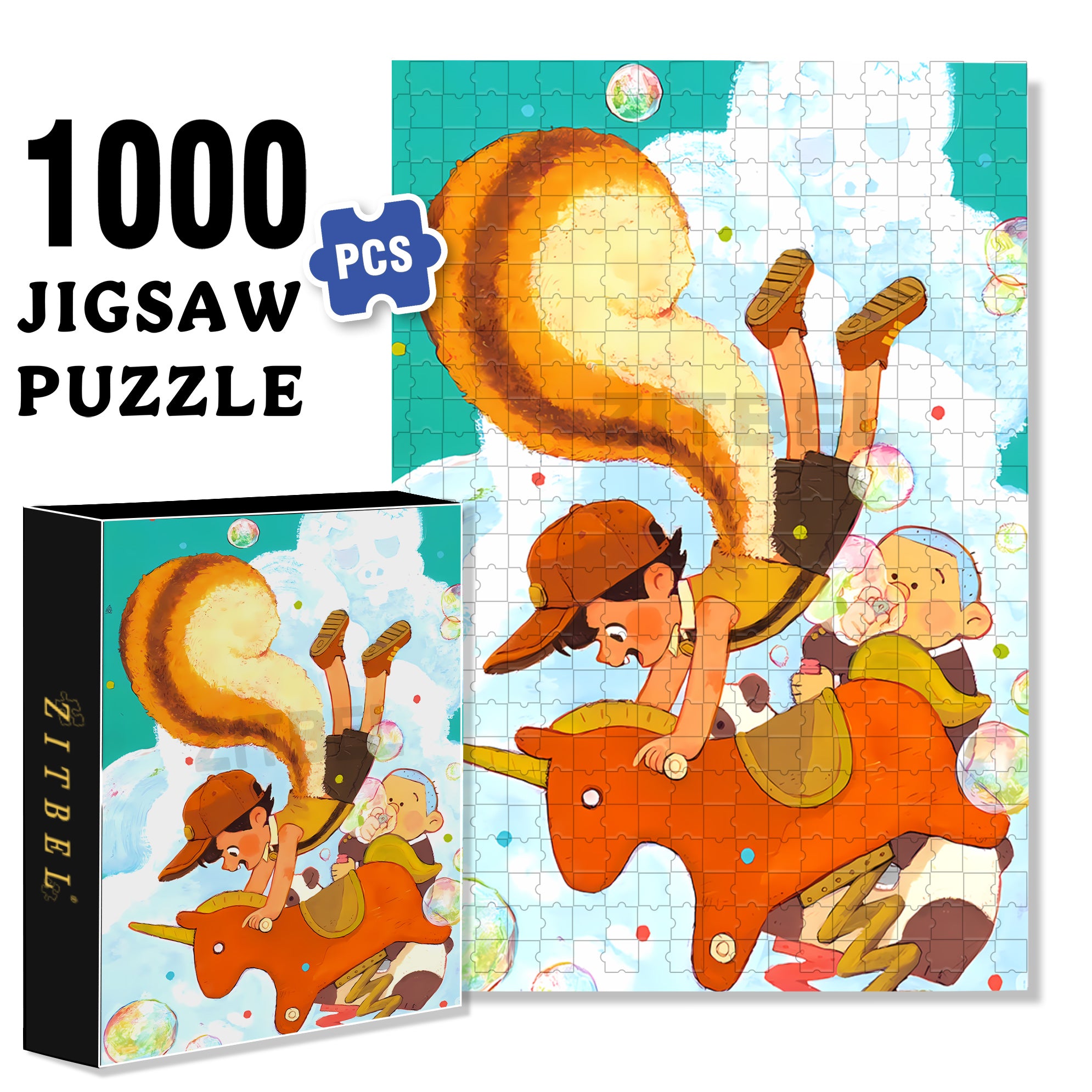 Rocking Horse 500pcs/1000pcs Jigsaw Puzzle, Scratch-Resistant, Interactive Family Game & Brain-Boosting DIY Decor, Perfect for Halloween, Christmas & New Year Gifts, Family Puzzle Game