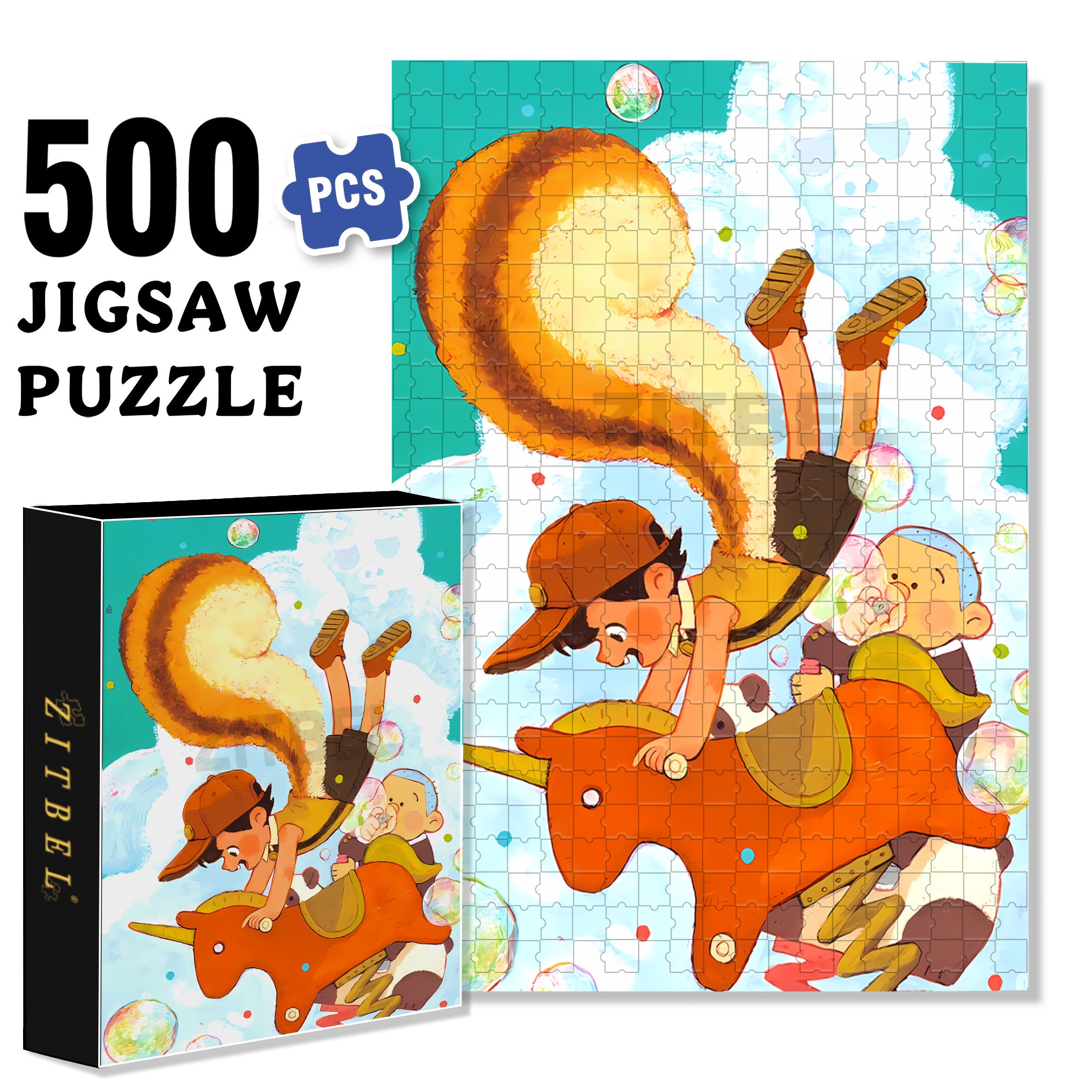 Rocking Horse 500pcs/1000pcs Jigsaw Puzzle, Scratch-Resistant, Interactive Family Game & Brain-Boosting DIY Decor, Perfect for Halloween, Christmas & New Year Gifts, Family Puzzle Game