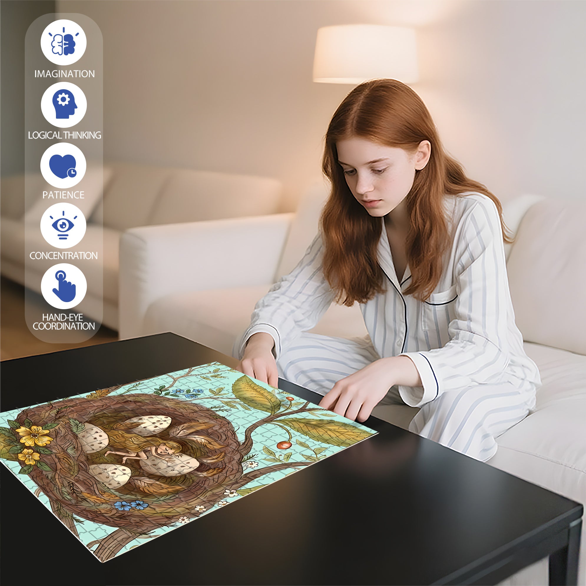 Sleeping In A Bird's Nest 500pcs/1000pcs Jigsaw Puzzle, Scratch-Resistant, Interactive Family Game & Brain-Boosting DIY Decor, Perfect for Halloween, Christmas & New Year Gifts, Family Puzzle Game