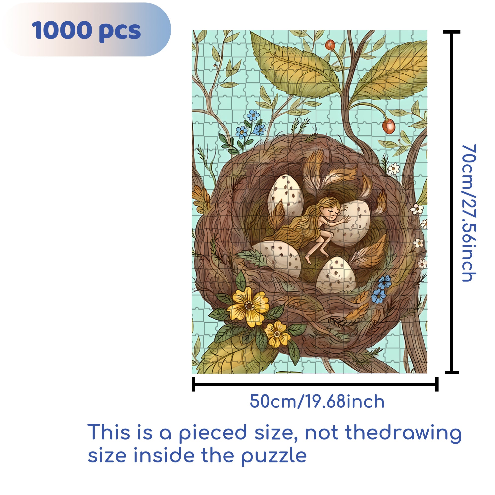 Sleeping In A Bird's Nest 500pcs/1000pcs Jigsaw Puzzle, Scratch-Resistant, Interactive Family Game & Brain-Boosting DIY Decor, Perfect for Halloween, Christmas & New Year Gifts, Family Puzzle Game