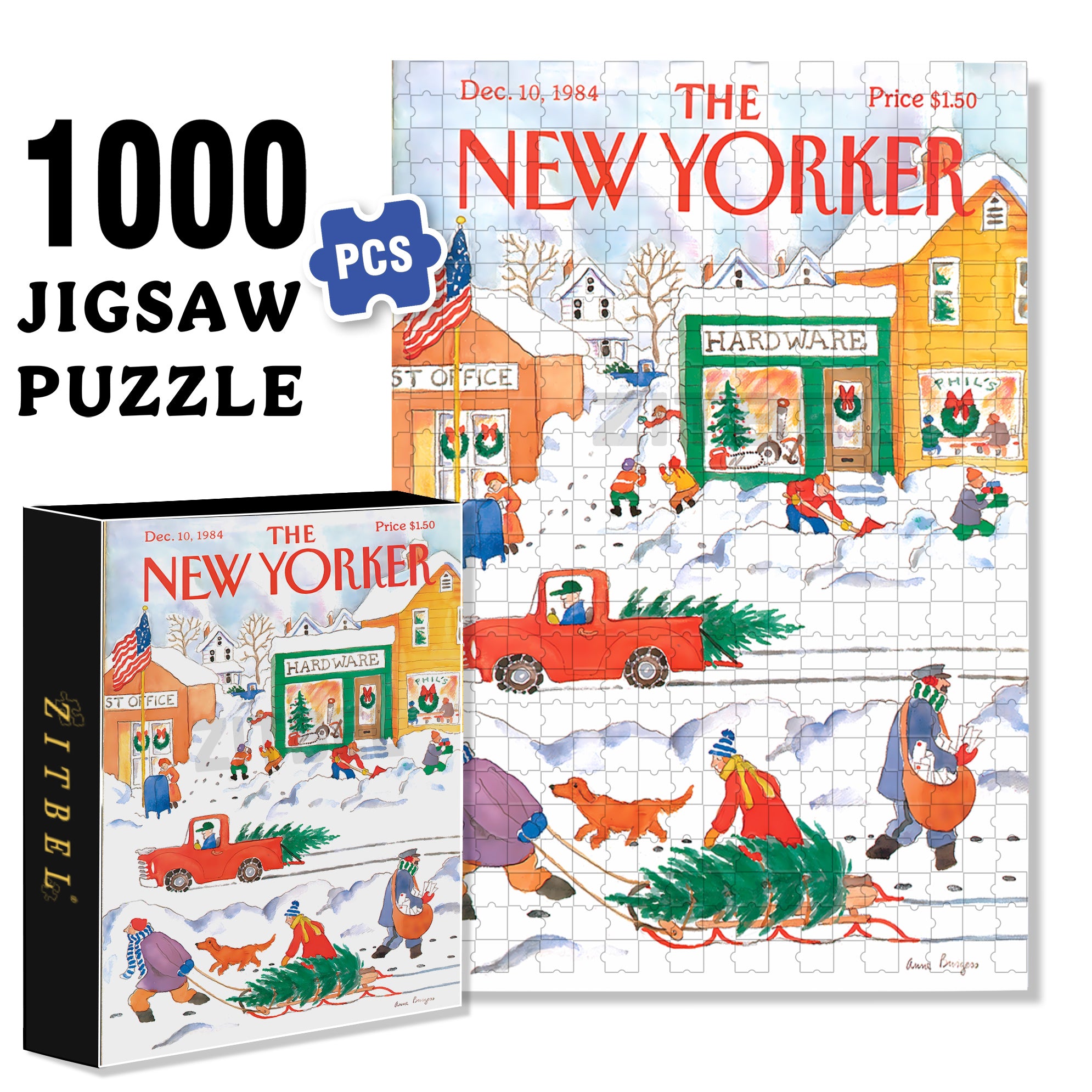 Snowy Town 500pcs/1000pcs Jigsaw Puzzle, Scratch-Resistant, Interactive Family Game & Brain-Boosting DIY Decor, Perfect for Halloween, Christmas & New Year Gifts, Family Puzzle Game