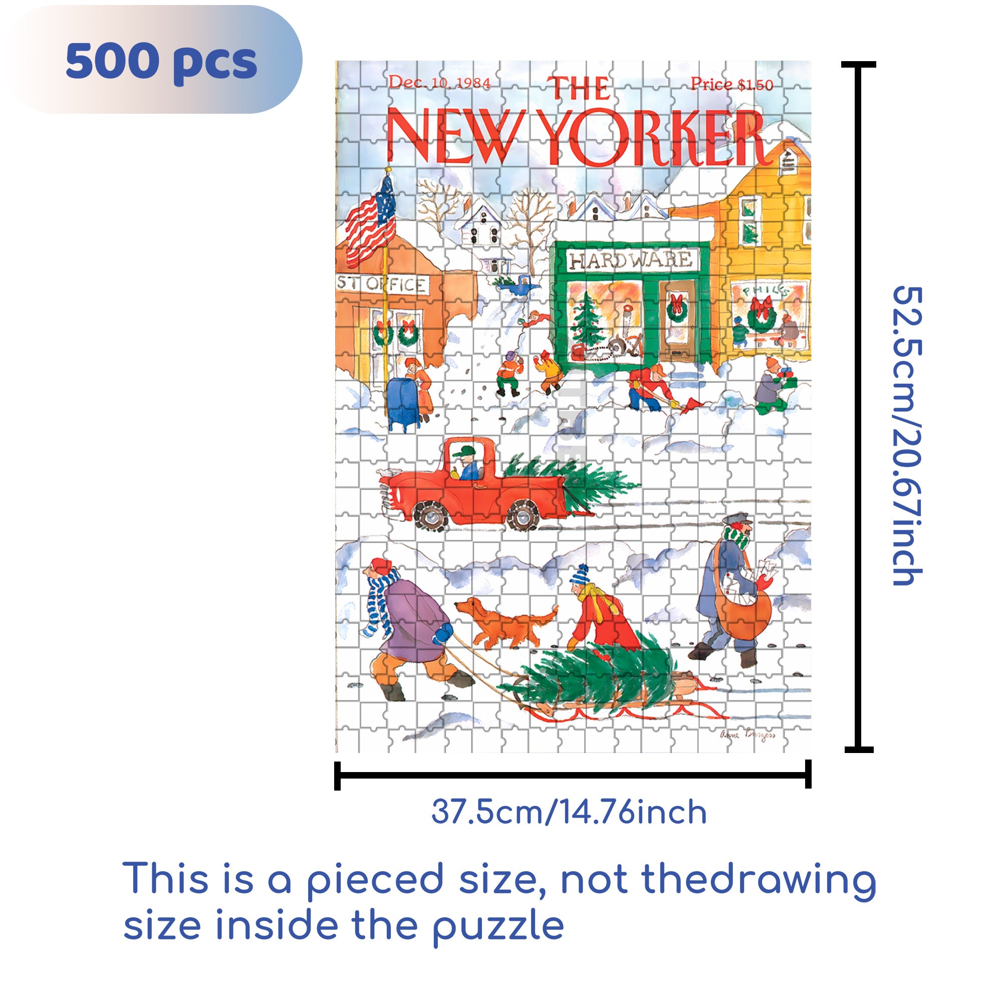 Snowy Town 500pcs/1000pcs Jigsaw Puzzle, Scratch-Resistant, Interactive Family Game & Brain-Boosting DIY Decor, Perfect for Halloween, Christmas & New Year Gifts, Family Puzzle Game