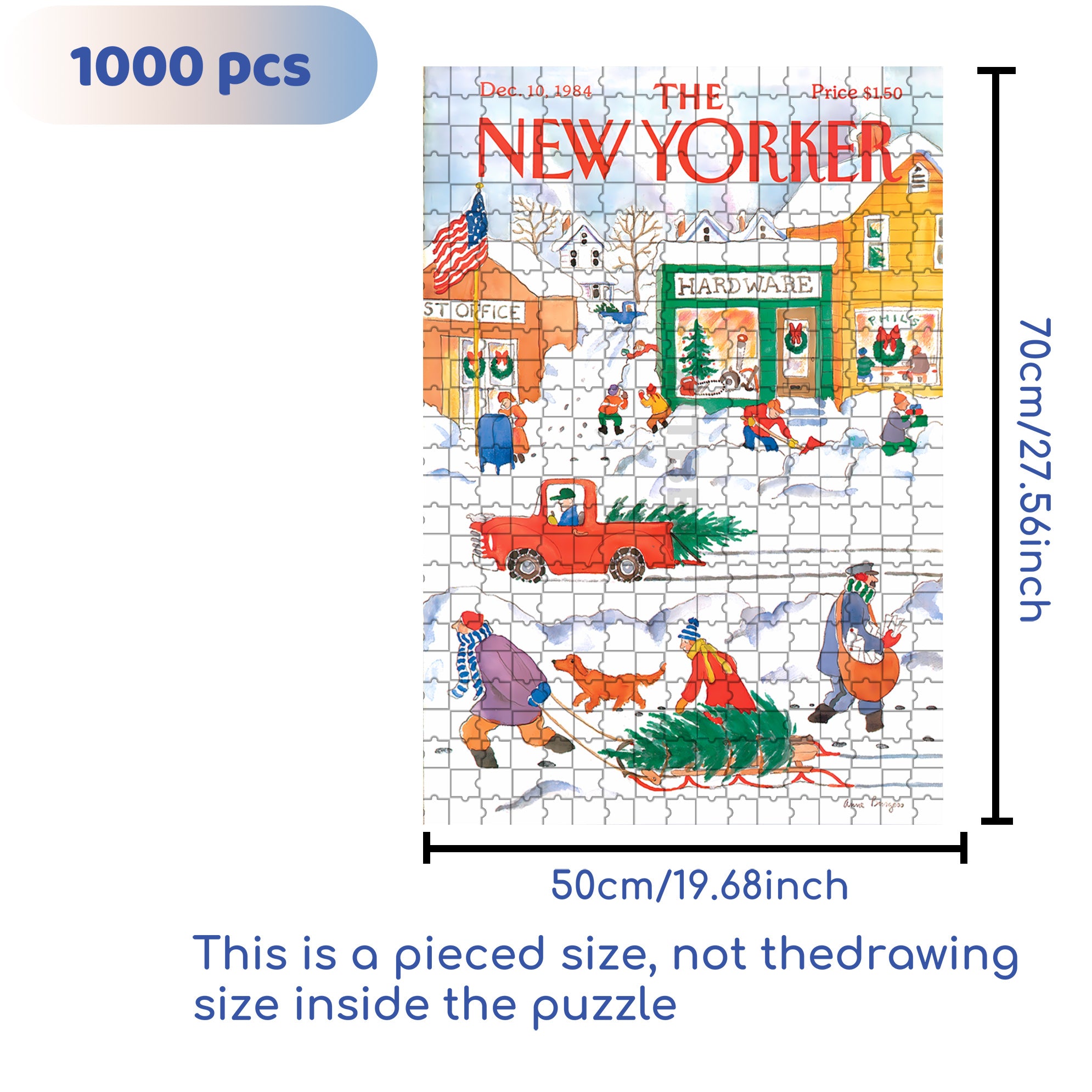 Snowy Town 500pcs/1000pcs Jigsaw Puzzle, Scratch-Resistant, Interactive Family Game & Brain-Boosting DIY Decor, Perfect for Halloween, Christmas & New Year Gifts, Family Puzzle Game