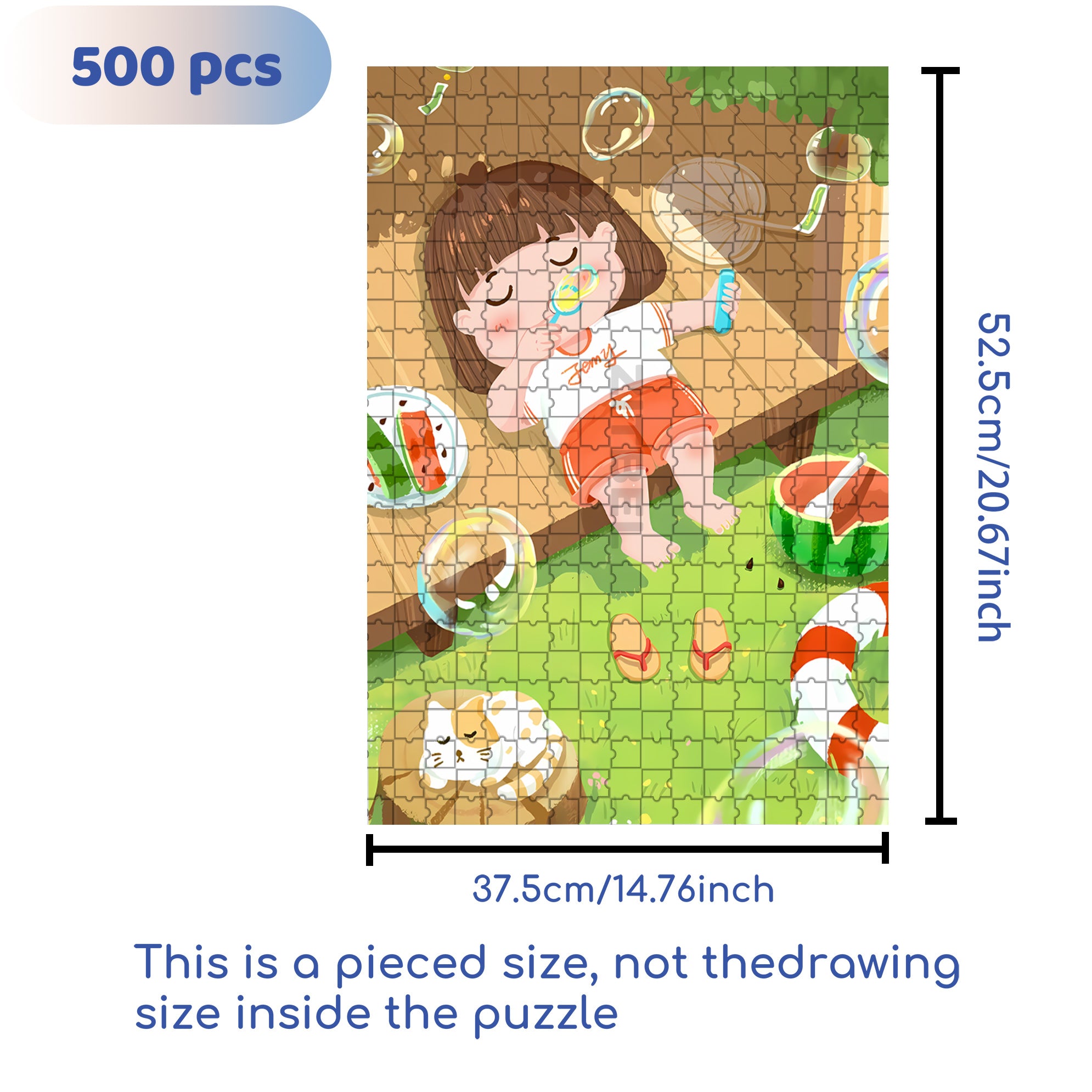Summer Bubbles 500pcs/1000pcs Jigsaw Puzzle, Scratch-Resistant, Interactive Family Game & Brain-Boosting DIY Decor, Perfect for Halloween, Christmas & New Year Gifts, Family Puzzle Game