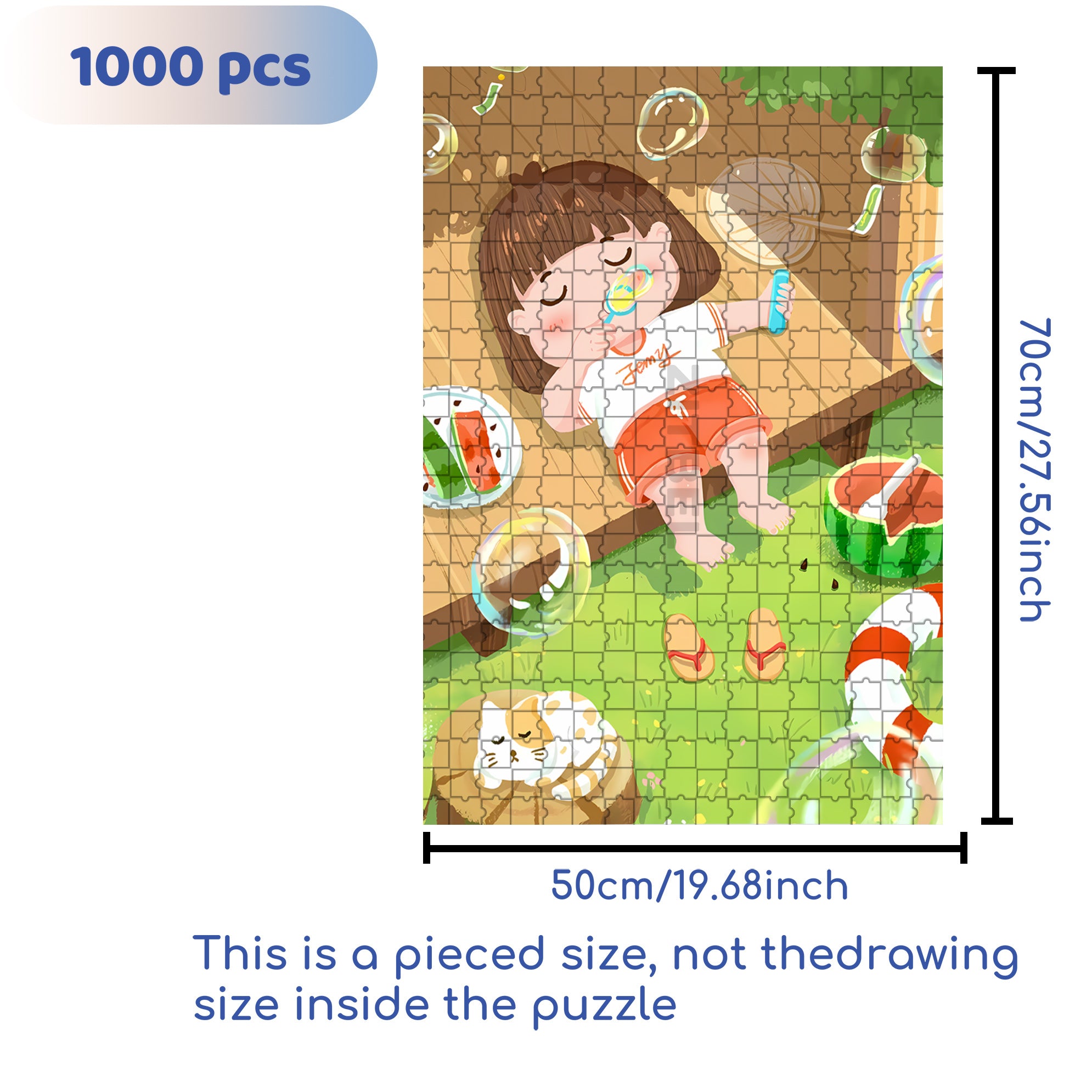 Summer Bubbles 500pcs/1000pcs Jigsaw Puzzle, Scratch-Resistant, Interactive Family Game & Brain-Boosting DIY Decor, Perfect for Halloween, Christmas & New Year Gifts, Family Puzzle Game