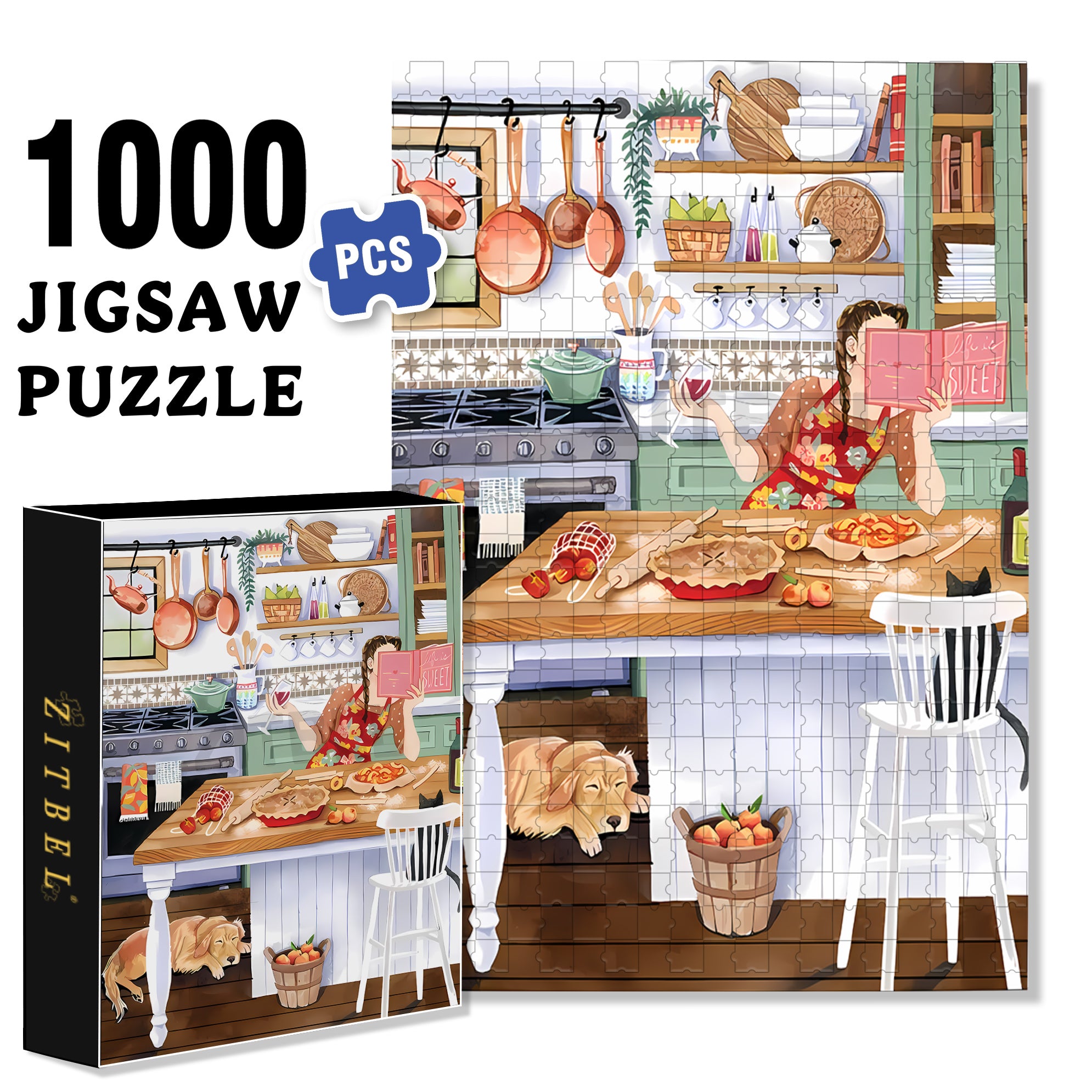 Sweet 500pcs/1000pcs Jigsaw Puzzle, Scratch-Resistant, Interactive Family Game & Brain-Boosting DIY Decor, Perfect for Halloween, Christmas & New Year Gifts, Family Puzzle Game
