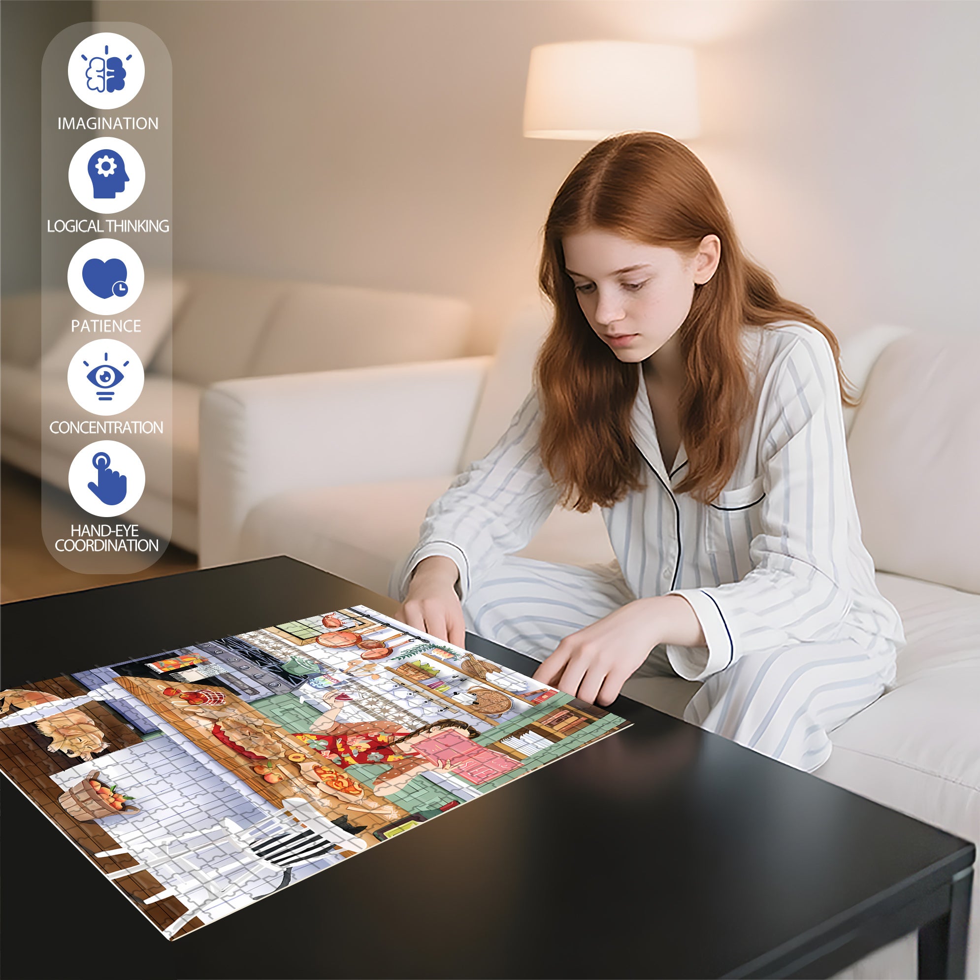 Sweet 500pcs/1000pcs Jigsaw Puzzle, Scratch-Resistant, Interactive Family Game & Brain-Boosting DIY Decor, Perfect for Halloween, Christmas & New Year Gifts, Family Puzzle Game