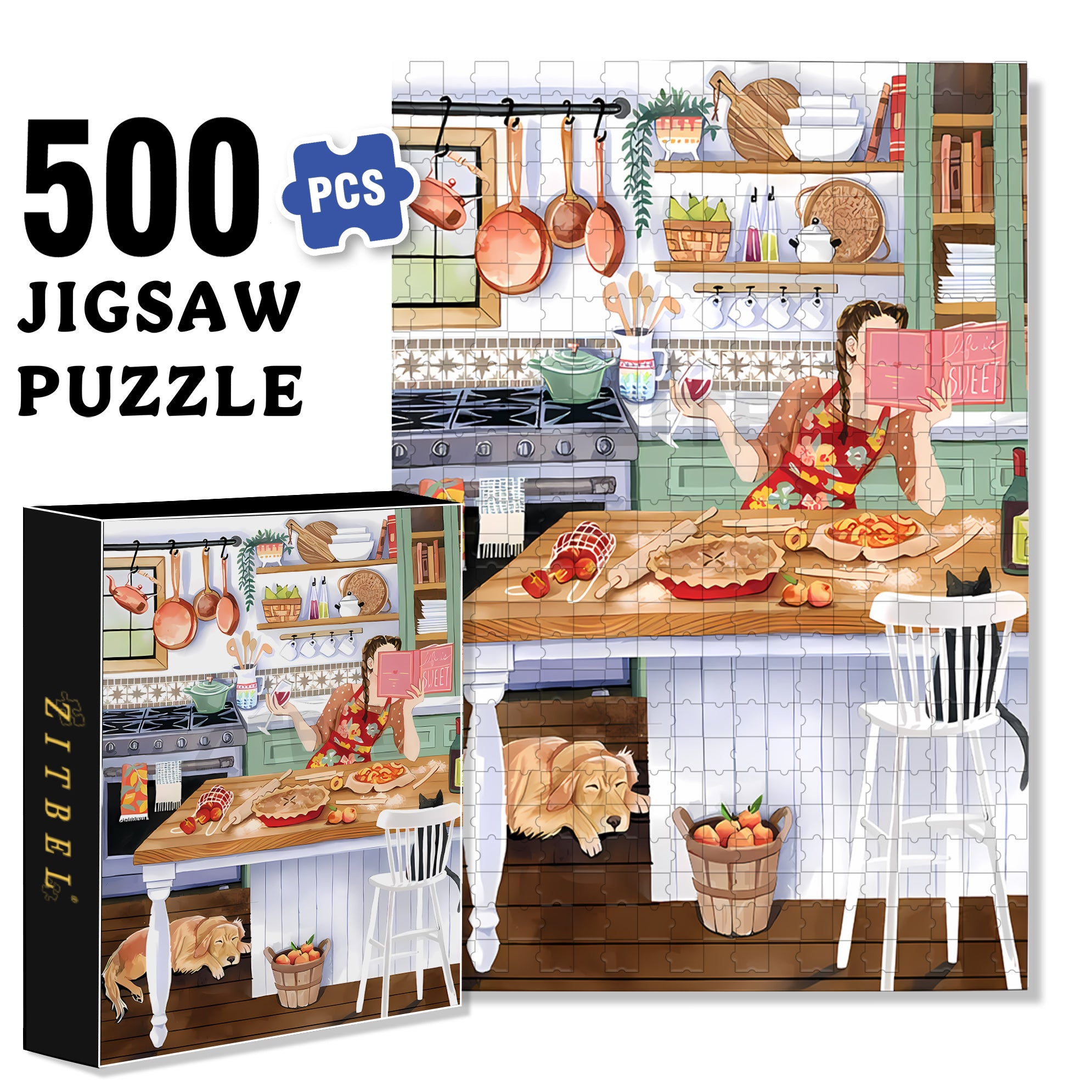 Sweet 500pcs/1000pcs Jigsaw Puzzle, Scratch-Resistant, Interactive Family Game & Brain-Boosting DIY Decor, Perfect for Halloween, Christmas & New Year Gifts, Family Puzzle Game