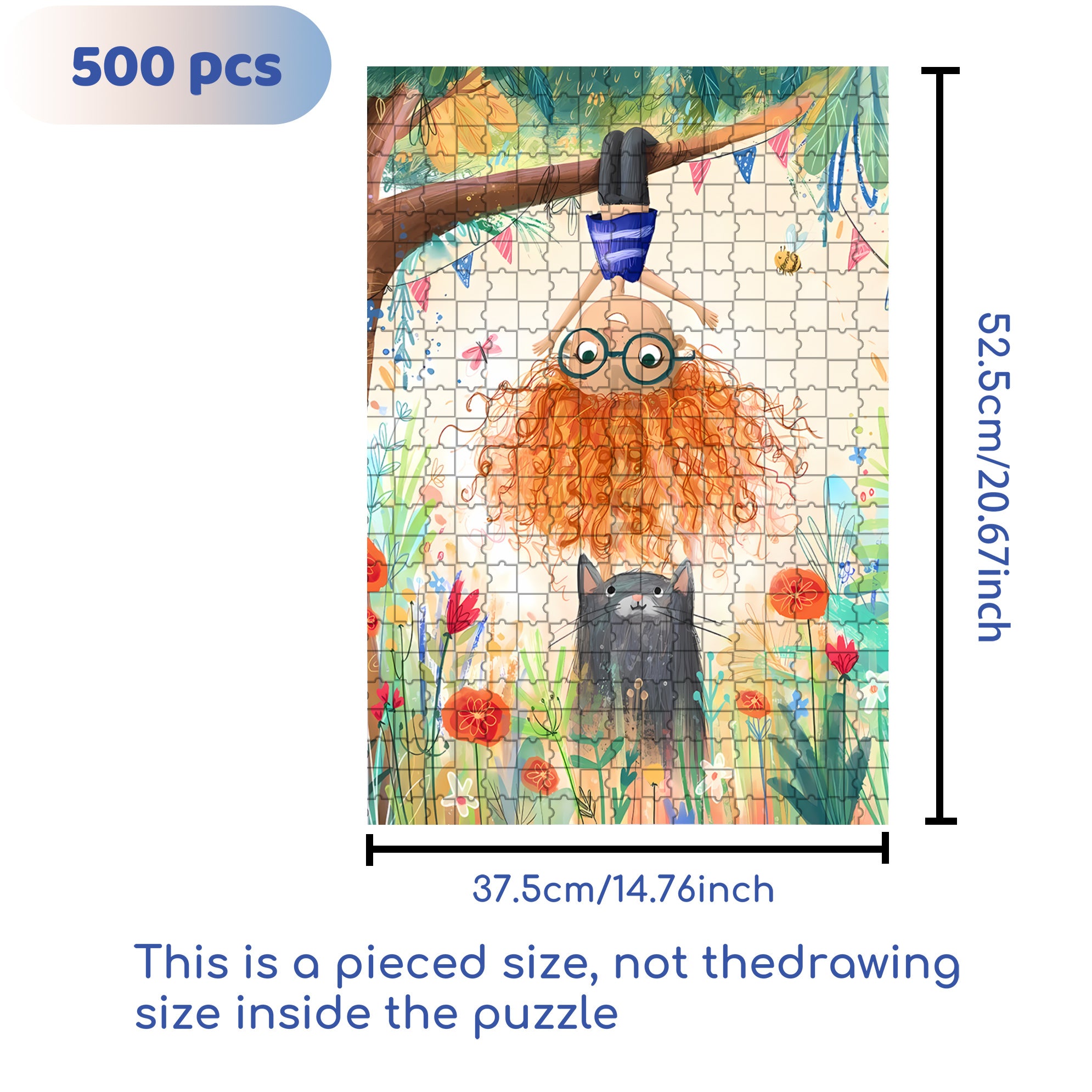 Upside-down Lucy 500pcs/1000pcs Jigsaw Puzzle, Scratch-Resistant, Interactive Family Game & Brain-Boosting DIY Decor, Perfect for Halloween, Christmas & New Year Gifts, Family Puzzle Game