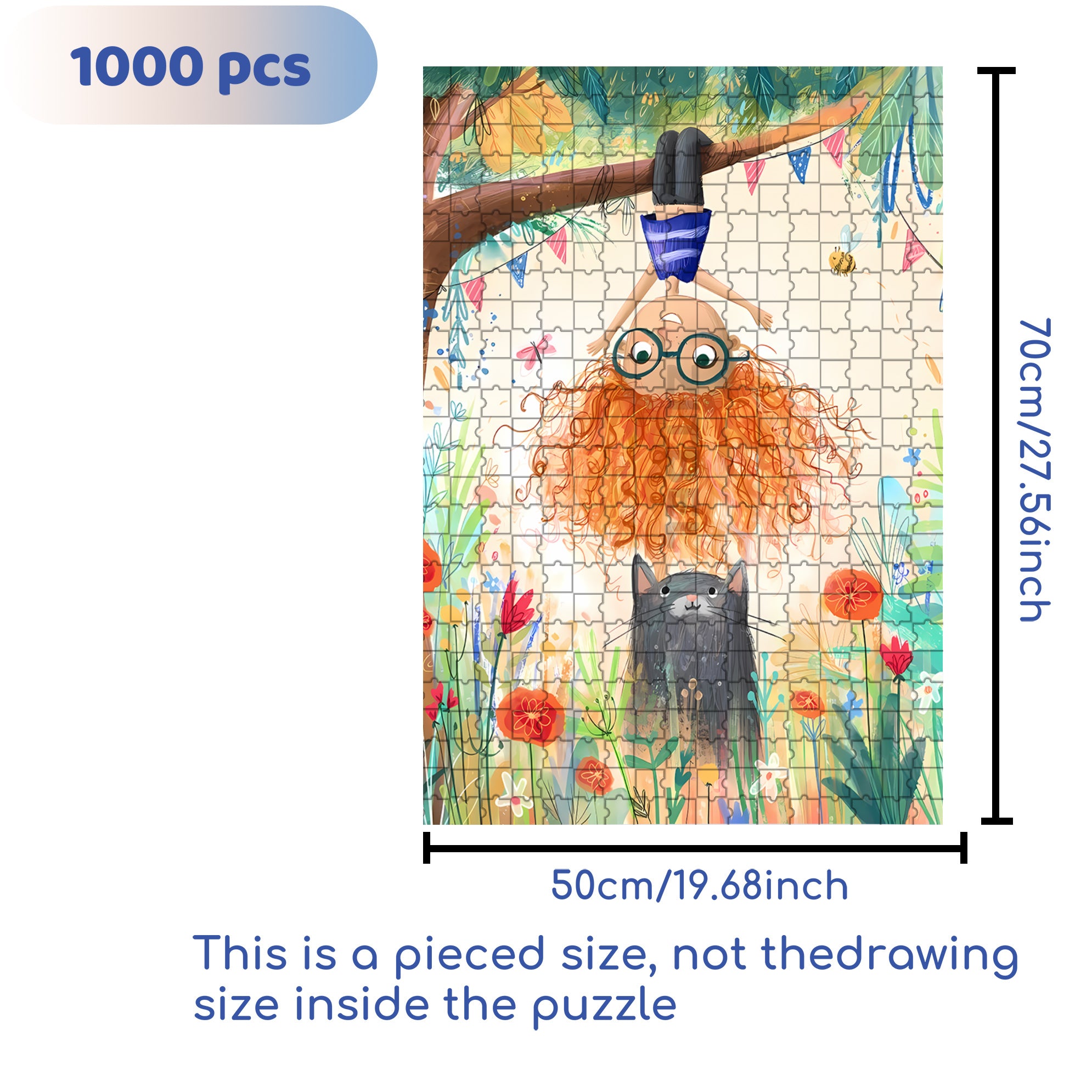 Upside-down Lucy 500pcs/1000pcs Jigsaw Puzzle, Scratch-Resistant, Interactive Family Game & Brain-Boosting DIY Decor, Perfect for Halloween, Christmas & New Year Gifts, Family Puzzle Game