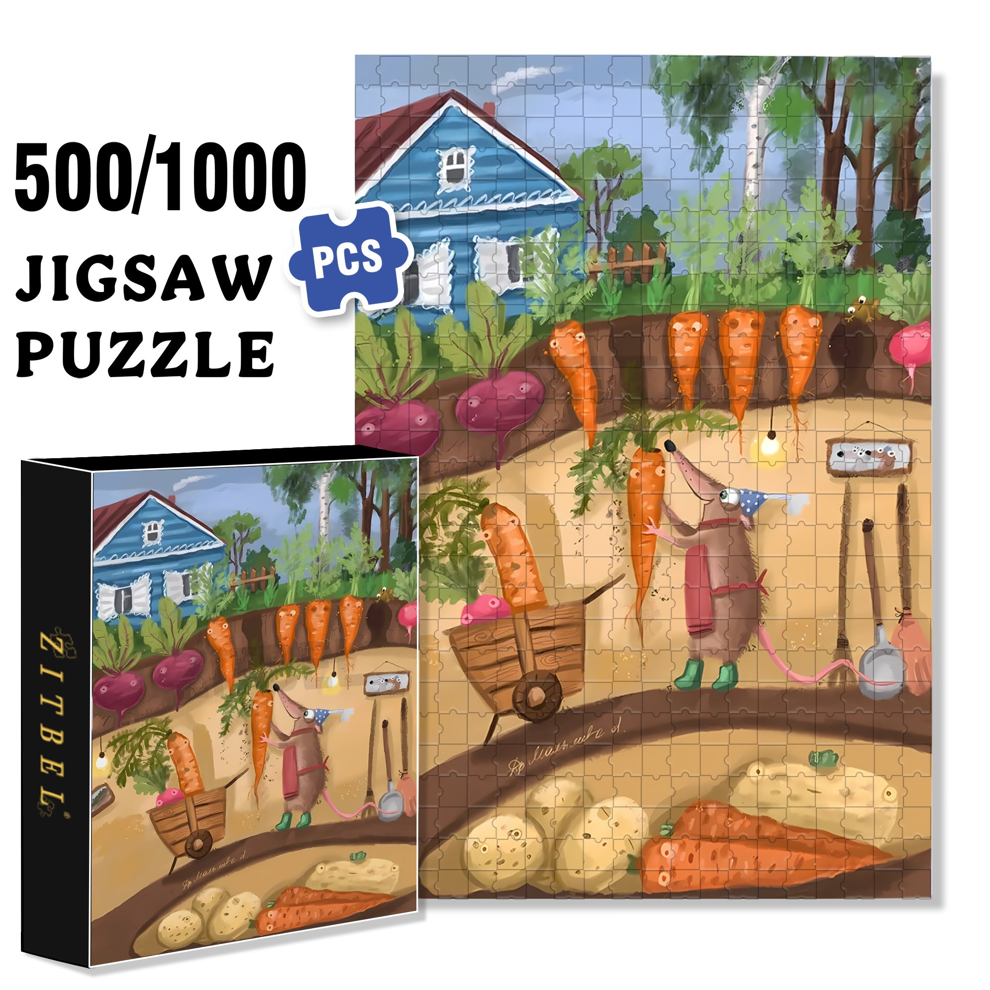 Various Radishes 500pcs/1000pcs Jigsaw Puzzle, Scratch-Resistant, Interactive Family Game & Brain-Boosting DIY Decor, Perfect for Halloween, Christmas & New Year Gifts, Family Puzzle Game