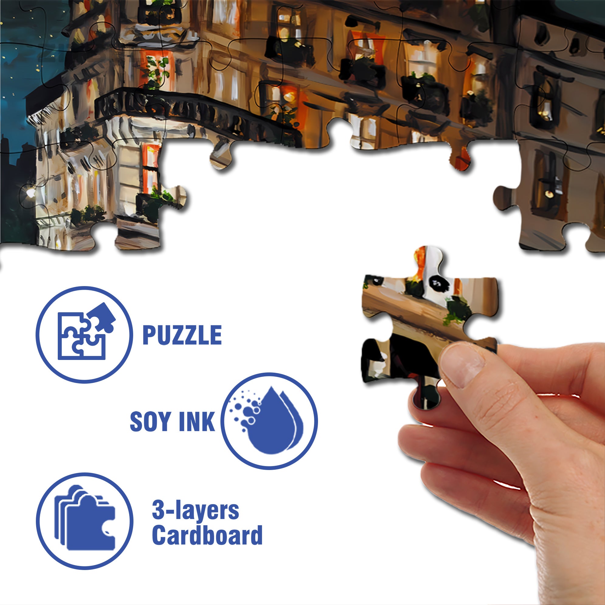 Walking Down The Street 500pcs/1000pcs Jigsaw Puzzle, Scratch-Resistant, Interactive Family Game & Brain-Boosting DIY Decor, Perfect for Halloween, Christmas & New Year Gifts, Family Puzzle Game
