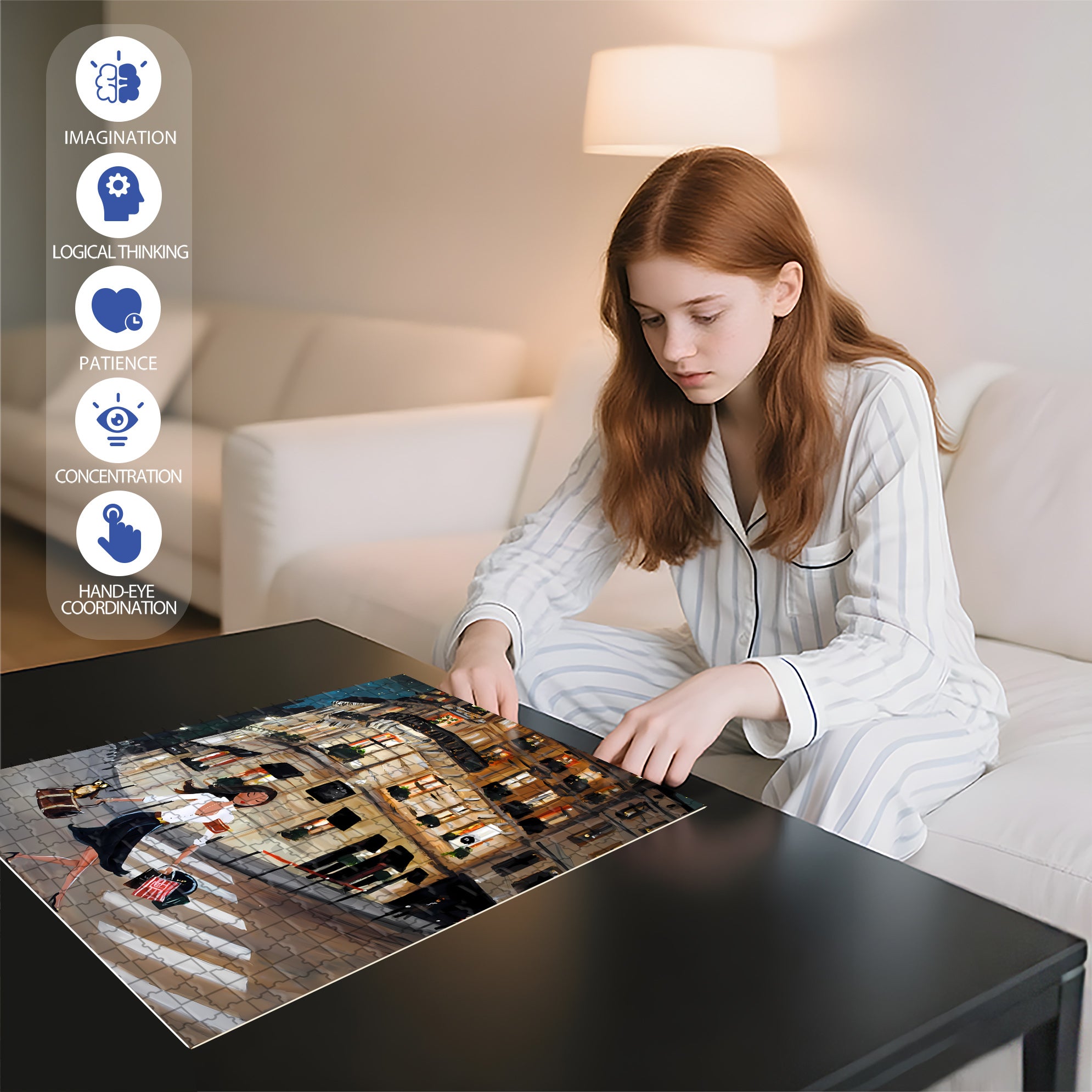 Walking Down The Street 500pcs/1000pcs Jigsaw Puzzle, Scratch-Resistant, Interactive Family Game & Brain-Boosting DIY Decor, Perfect for Halloween, Christmas & New Year Gifts, Family Puzzle Game