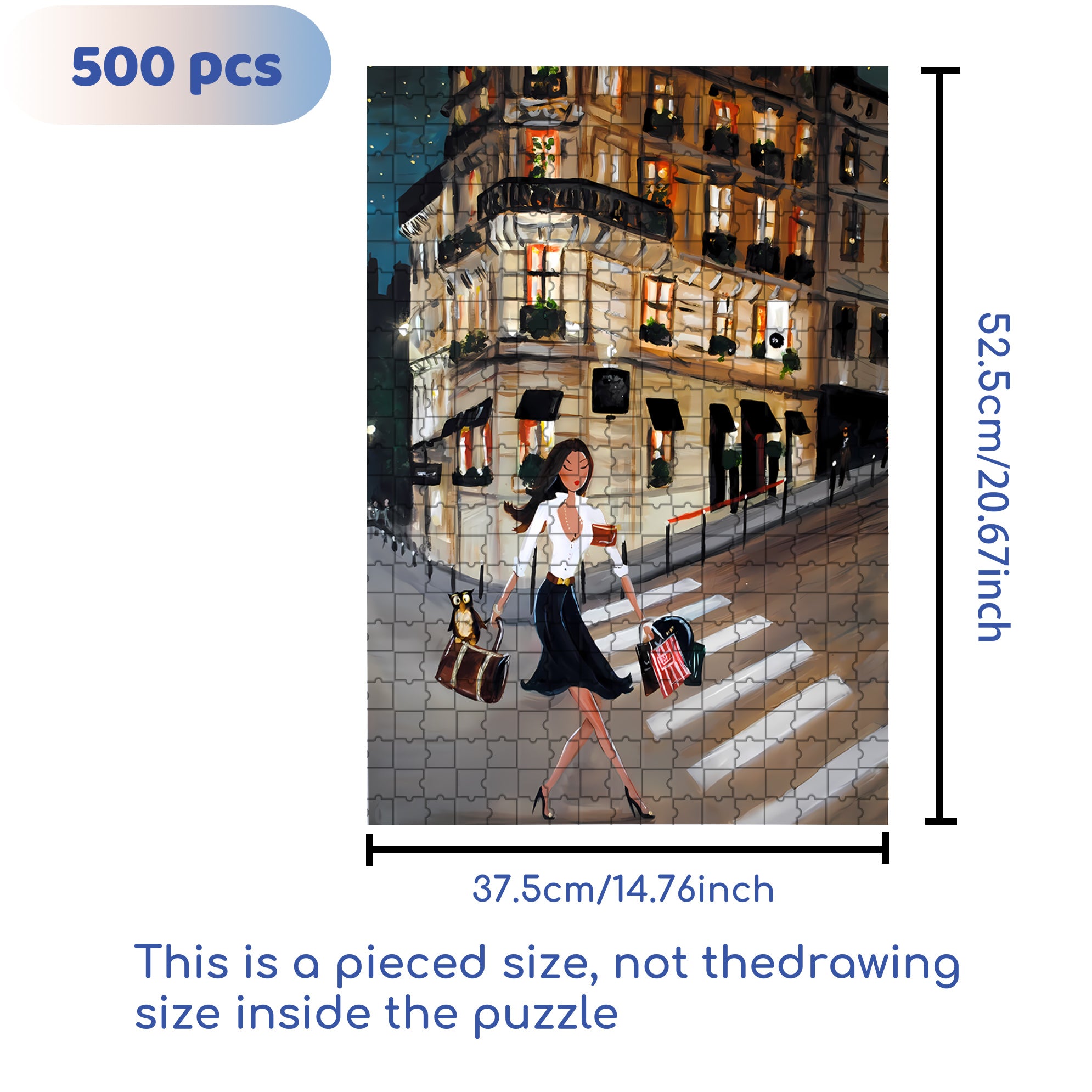 Walking Down The Street 500pcs/1000pcs Jigsaw Puzzle, Scratch-Resistant, Interactive Family Game & Brain-Boosting DIY Decor, Perfect for Halloween, Christmas & New Year Gifts, Family Puzzle Game