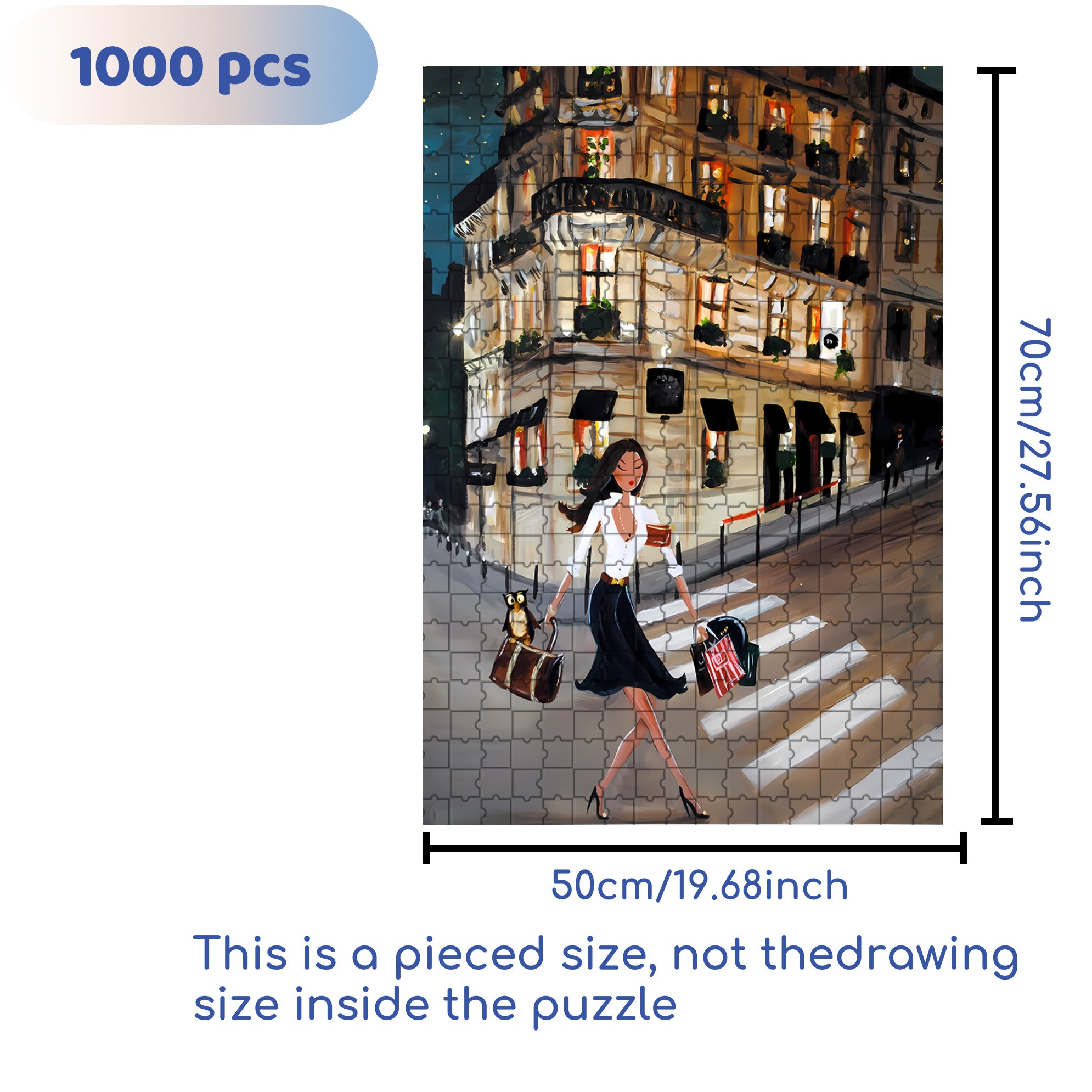 Walking Down The Street 500pcs/1000pcs Jigsaw Puzzle, Scratch-Resistant, Interactive Family Game & Brain-Boosting DIY Decor, Perfect for Halloween, Christmas & New Year Gifts, Family Puzzle Game