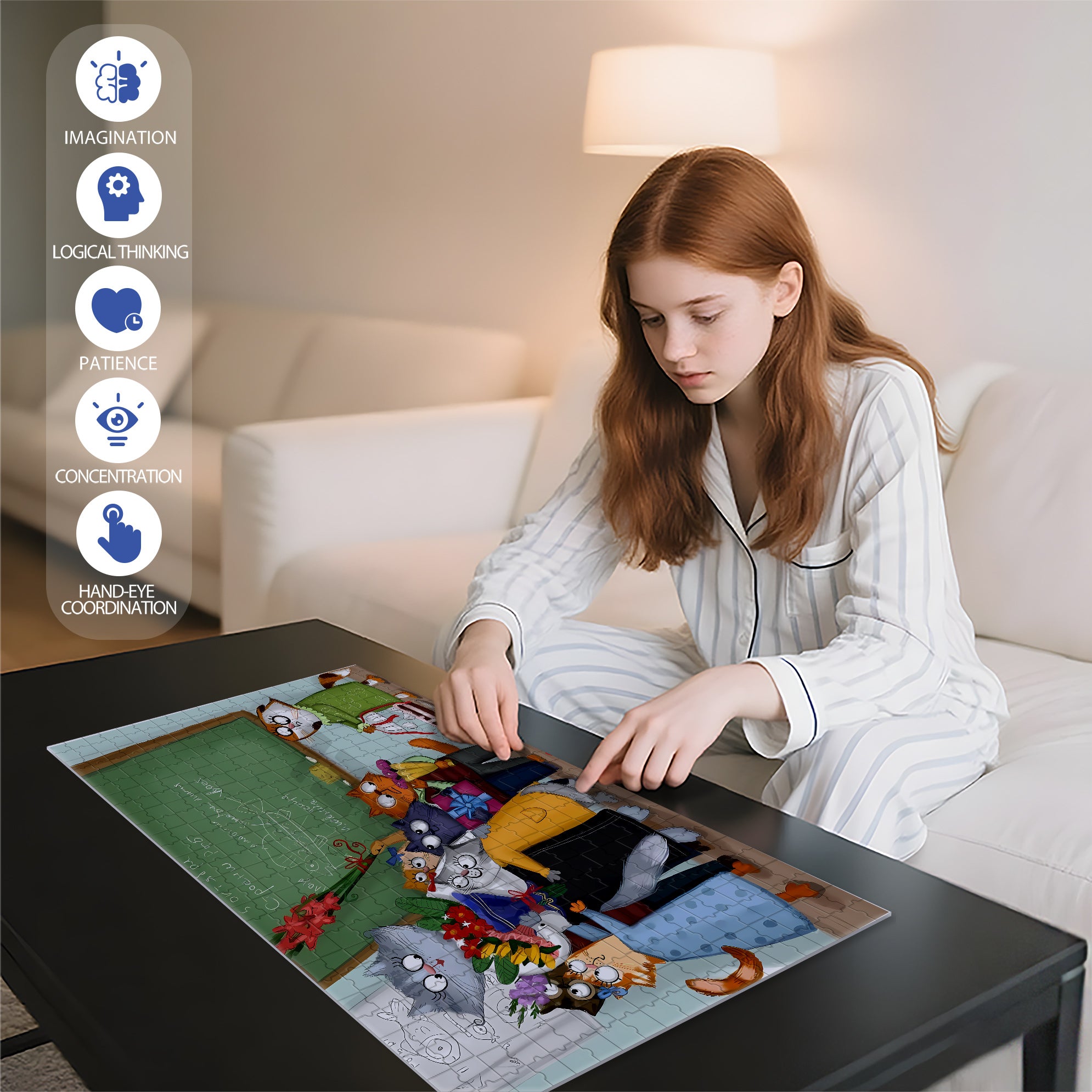 Warm Hug 500pcs/1000pcs Jigsaw Puzzle, Scratch-Resistant, Interactive Family Game & Brain-Boosting DIY Decor, Perfect for Halloween, Christmas & New Year Gifts, Family Puzzle Game