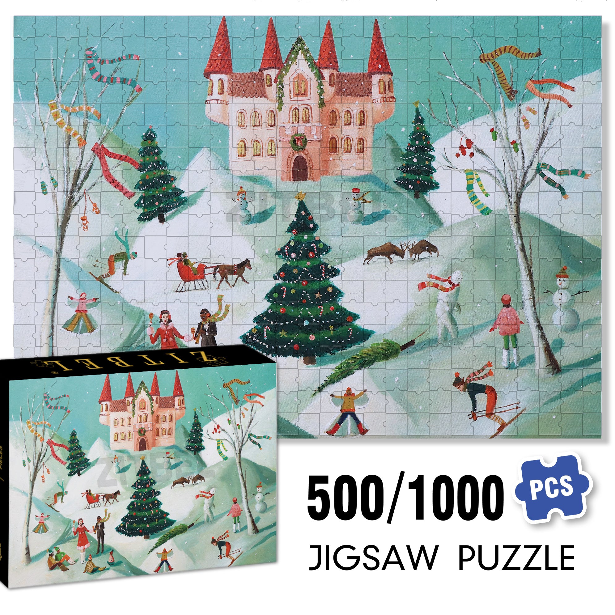 Winter Palace 500pcs/1000pcs Jigsaw Puzzle, Scratch-Resistant, Interactive Family Game & Brain-Boosting DIY Decor, Perfect for Halloween, Christmas & New Year Gifts, Family Puzzle Game