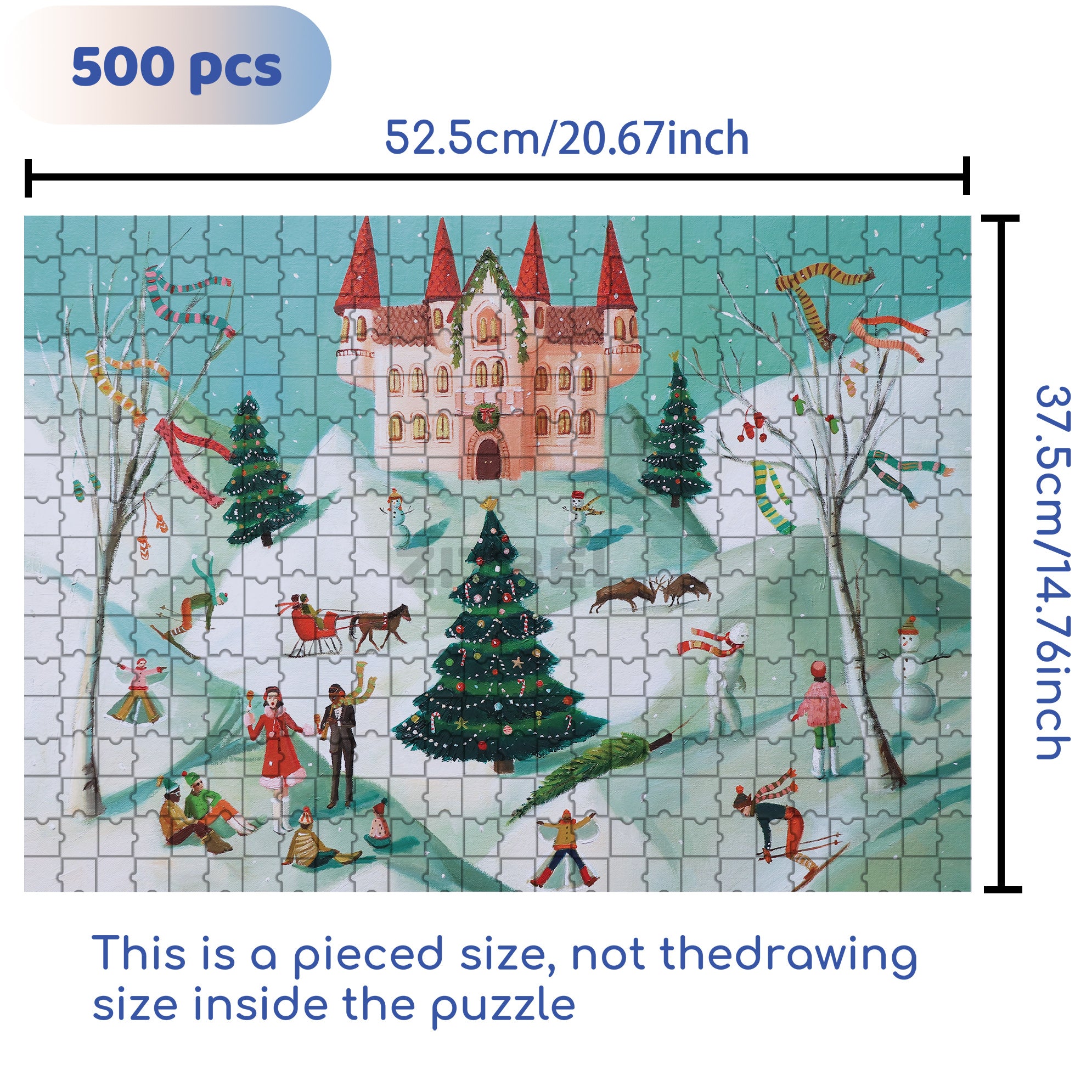 Winter Palace 500pcs/1000pcs Jigsaw Puzzle, Scratch-Resistant, Interactive Family Game & Brain-Boosting DIY Decor, Perfect for Halloween, Christmas & New Year Gifts, Family Puzzle Game