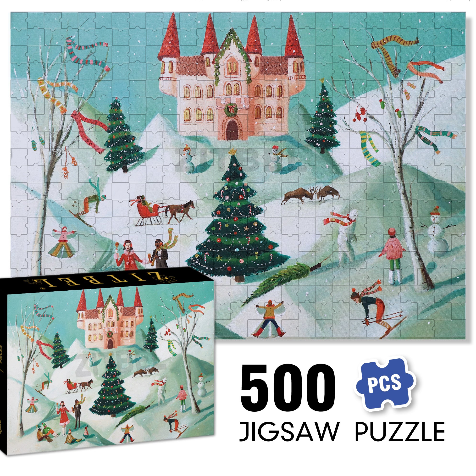 Winter Palace 500pcs/1000pcs Jigsaw Puzzle, Scratch-Resistant, Interactive Family Game & Brain-Boosting DIY Decor, Perfect for Halloween, Christmas & New Year Gifts, Family Puzzle Game