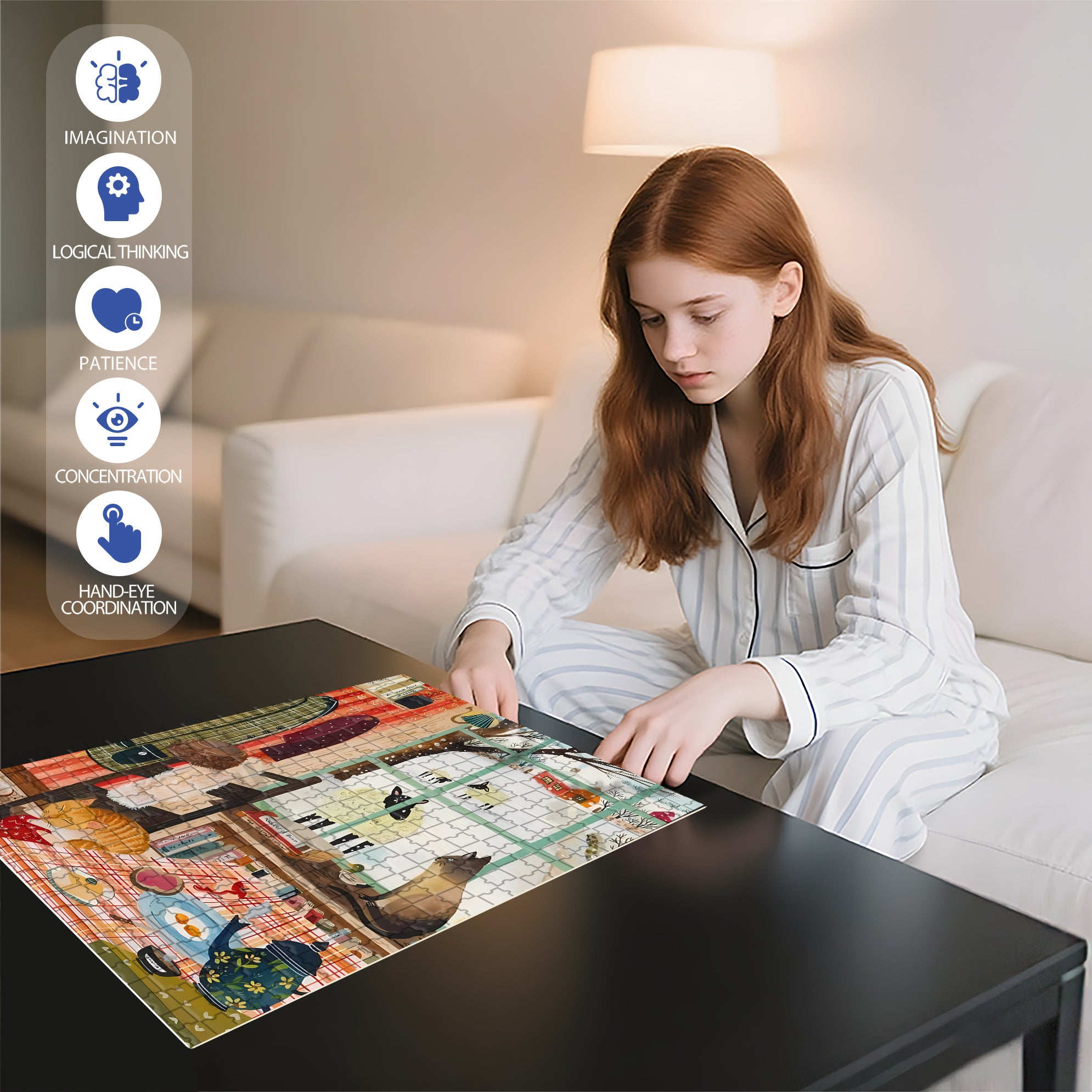 Winter Window 500pcs/1000pcs Jigsaw Puzzle, Scratch-Resistant, Interactive Family Game & Brain-Boosting DIY Decor, Perfect for Halloween, Christmas & New Year Gifts, Family Puzzle Game