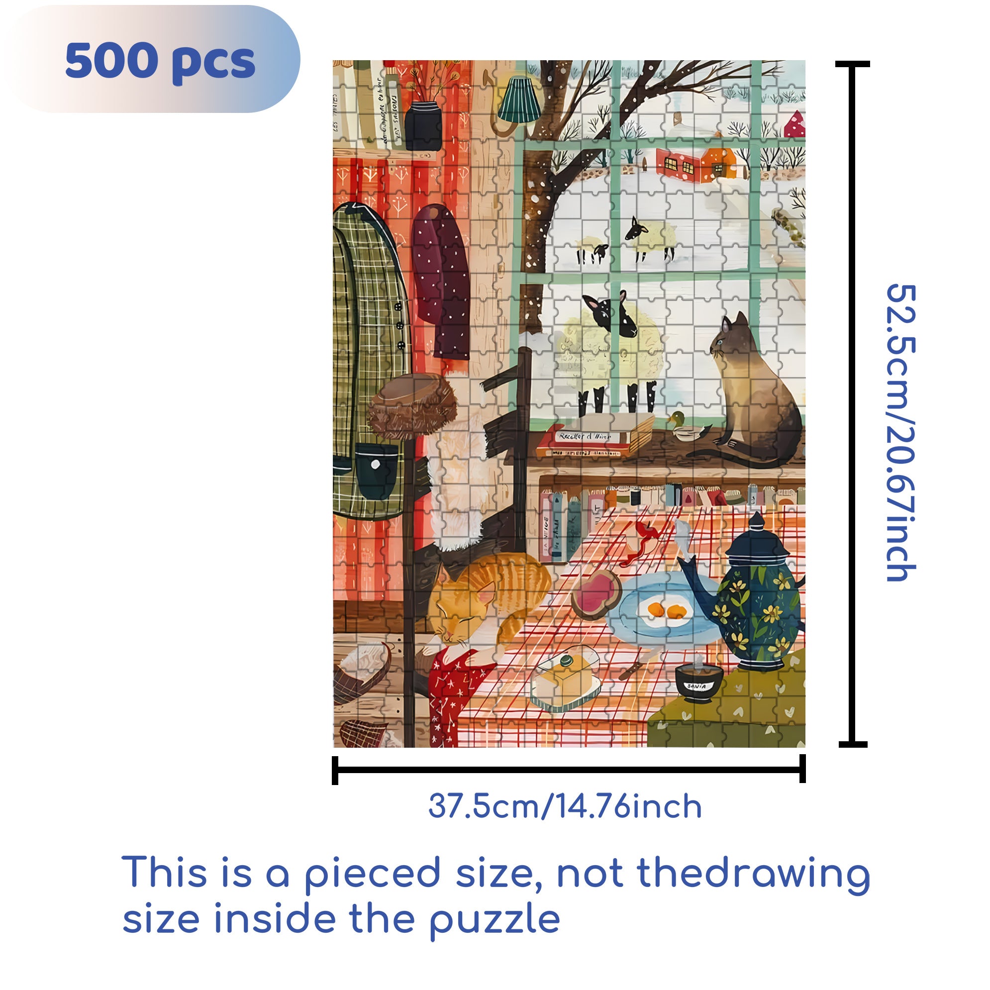 Winter Window 500pcs/1000pcs Jigsaw Puzzle, Scratch-Resistant, Interactive Family Game & Brain-Boosting DIY Decor, Perfect for Halloween, Christmas & New Year Gifts, Family Puzzle Game